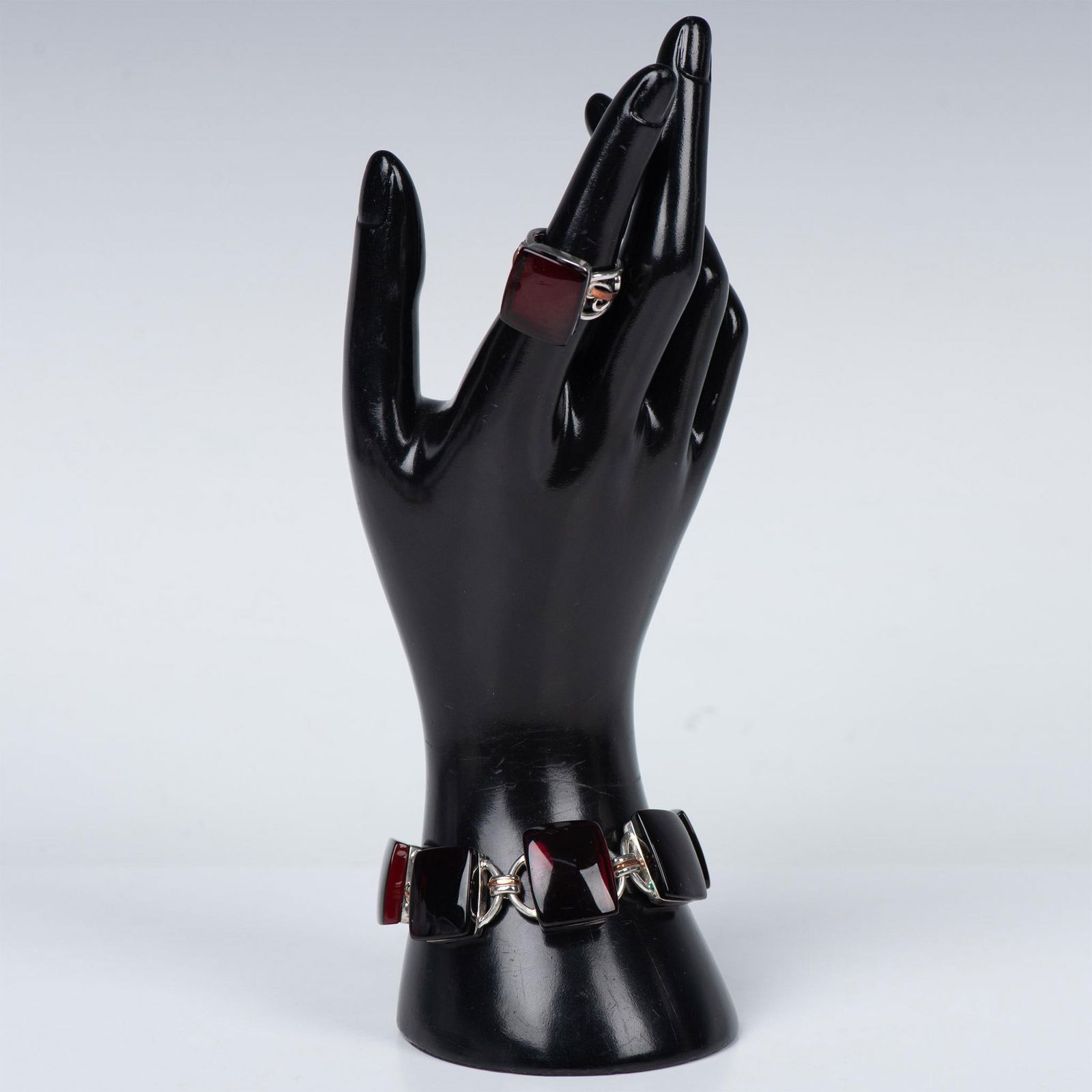 2pc Dark Amber and Sterling Silver Ring and Bracelet Set (1 of 11)