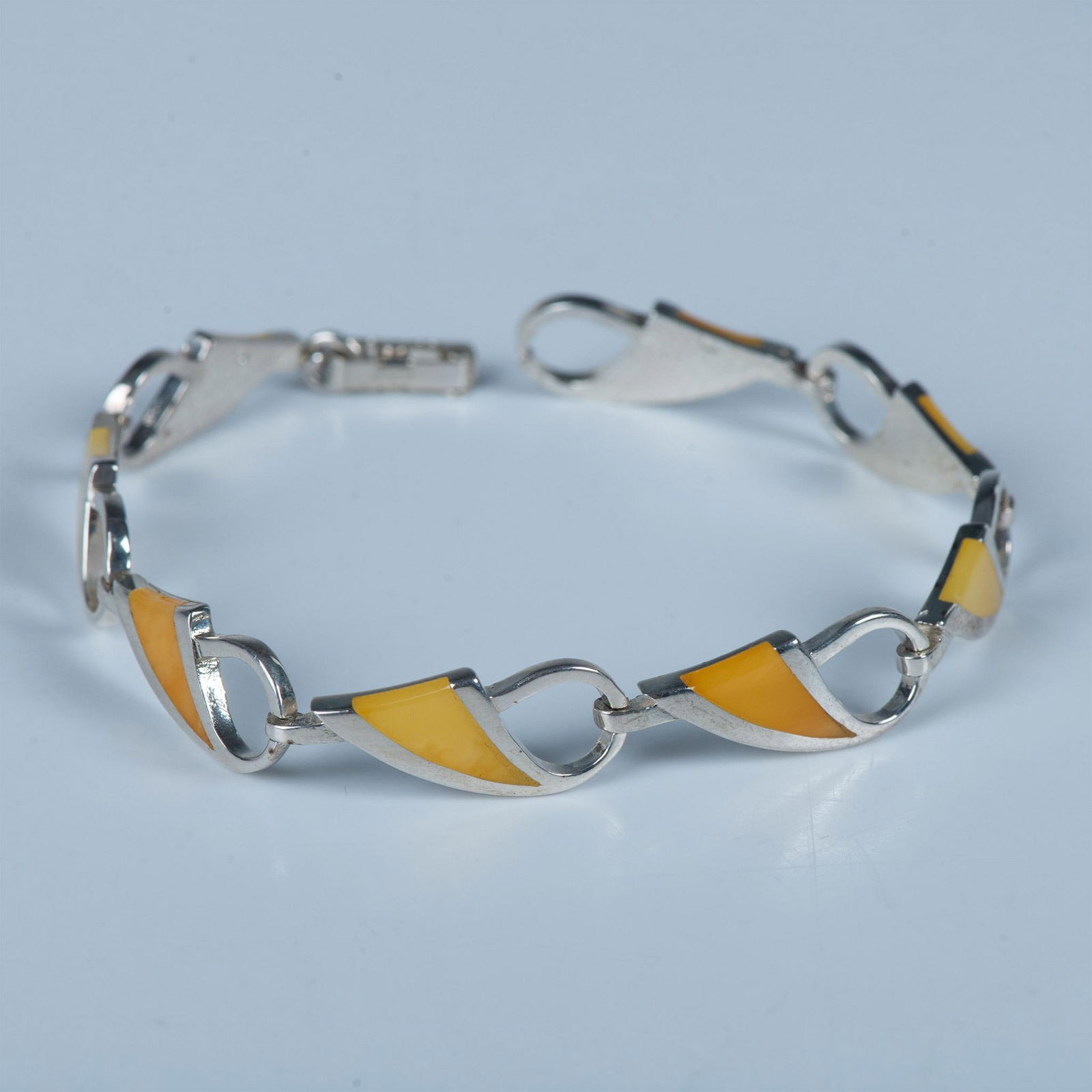 Beautiful Sterling Silver & Baltic Amber Inlay Bracelet (1 of 4)