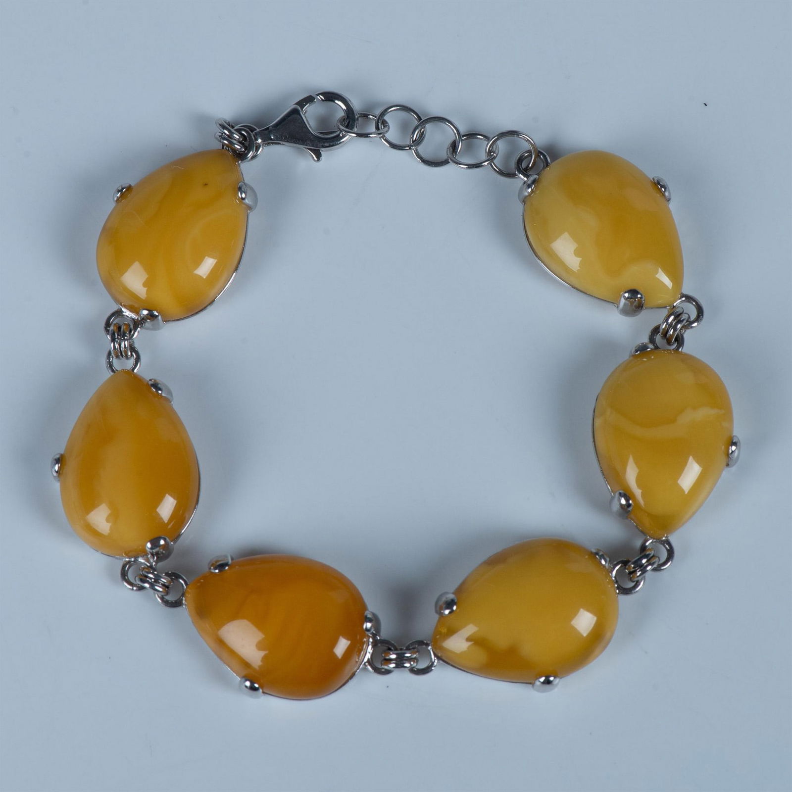 Nice Unique Sterling Silver and Baltic Amber Bracelet (1 of 4)