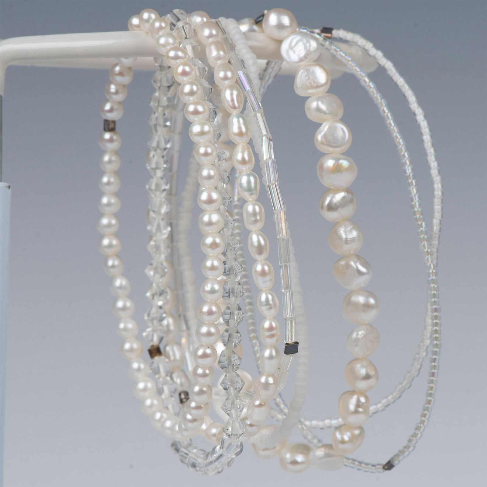 8pc Beautiful Set of White Baroque Pearl and Bead Bracelets (1 of 4)