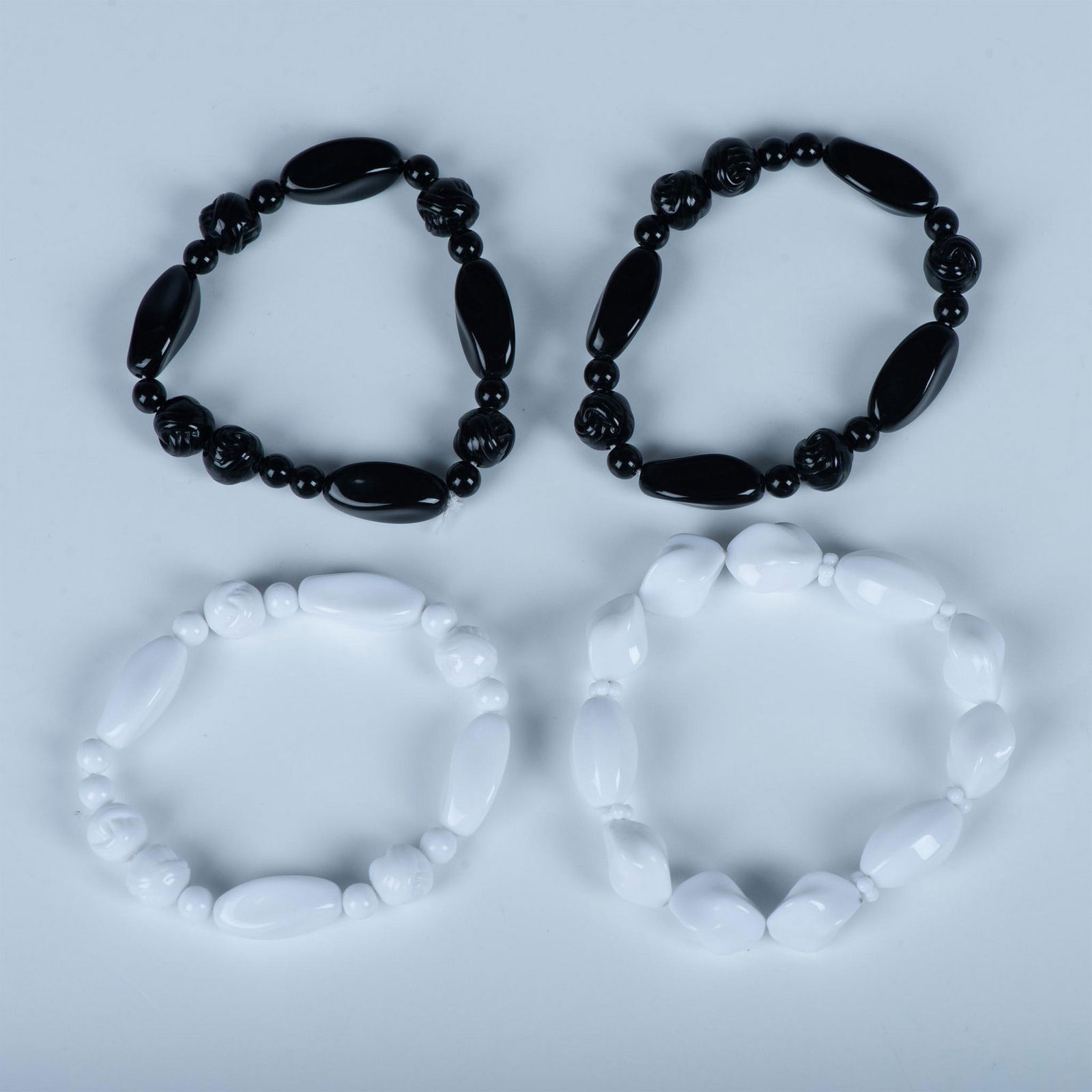 4pc Fun Black & White Beaded Bracelets (1 of 6)