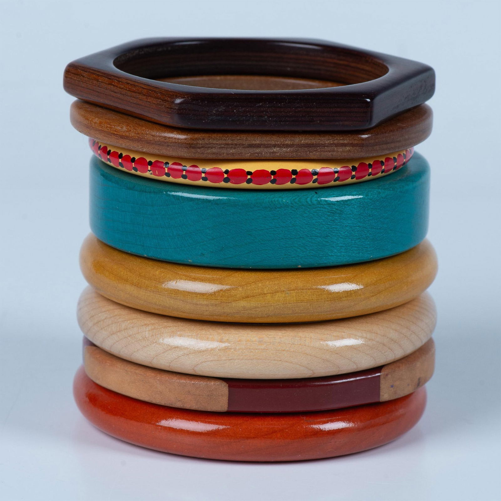 8pc Chunky Wooden Bangle Bracelets (1 of 5)