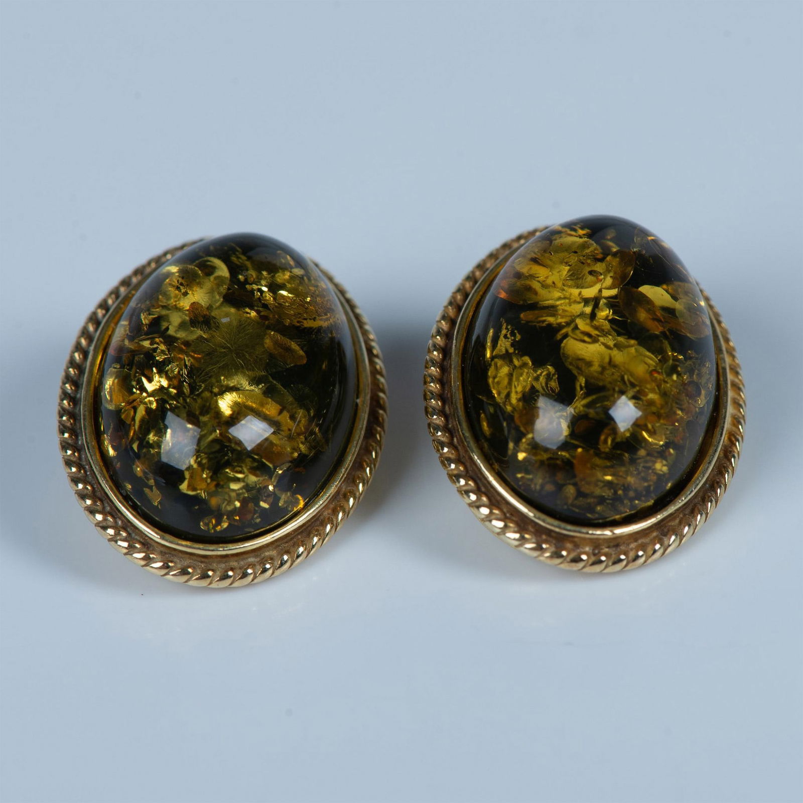 Classy Amber and Yellow Sterling Silver Clip-On Earrings (1 of 4)