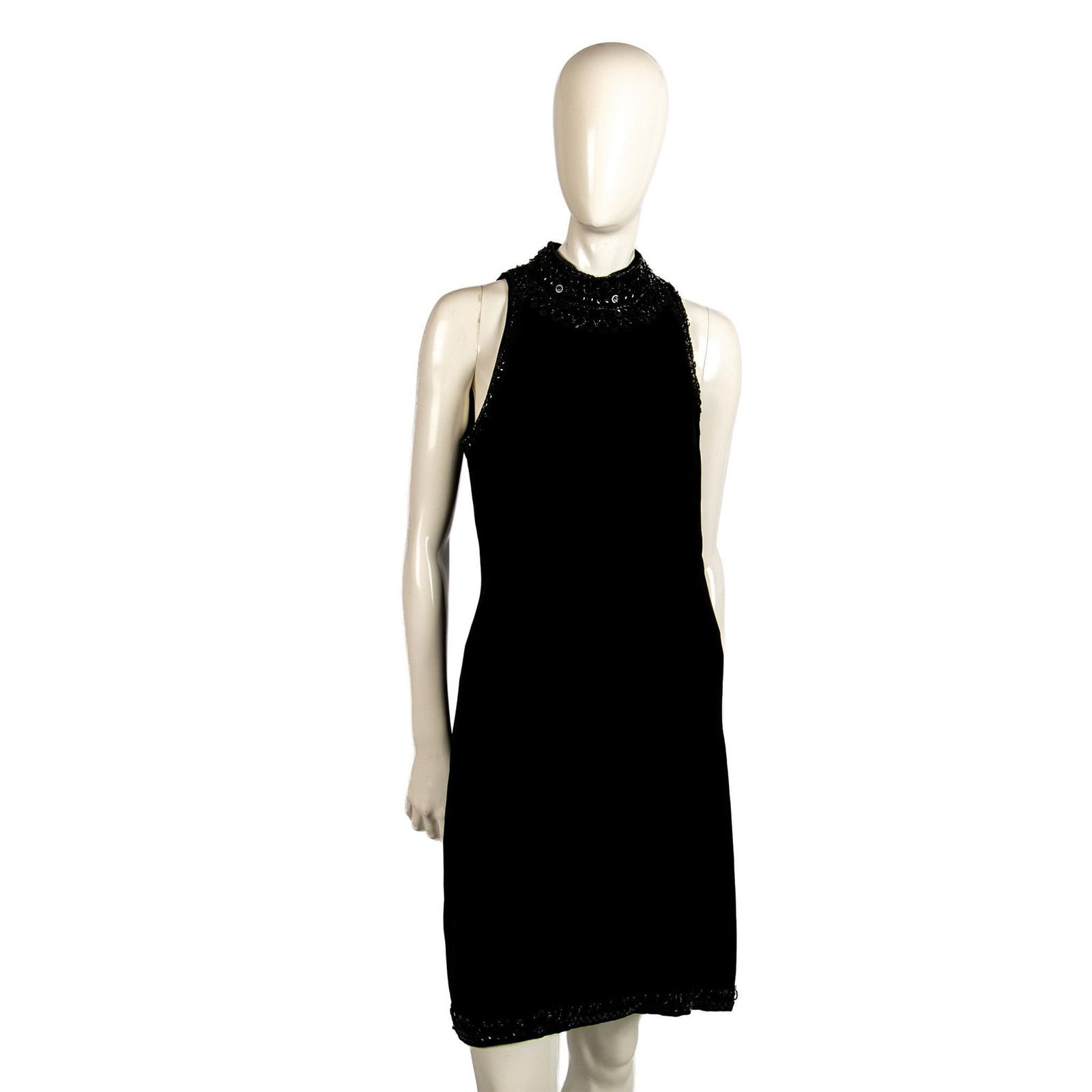 Badgley Mishka Black Beaded Velvet Evening Dress, Size 4 (1 of 4)