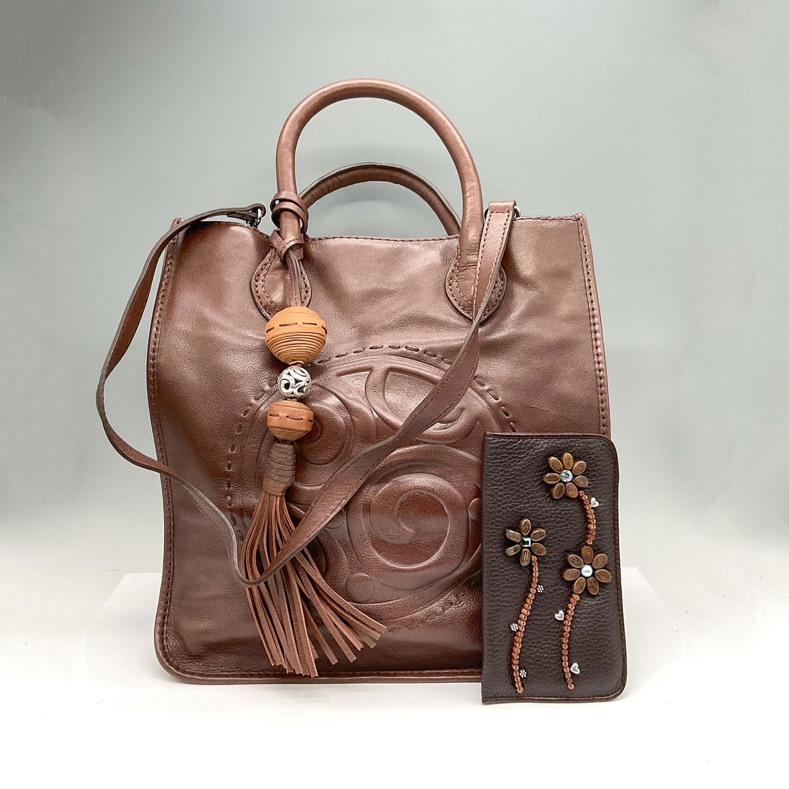 2pc Brighton Leather Tote Bag + Glass Case (1 of 3)