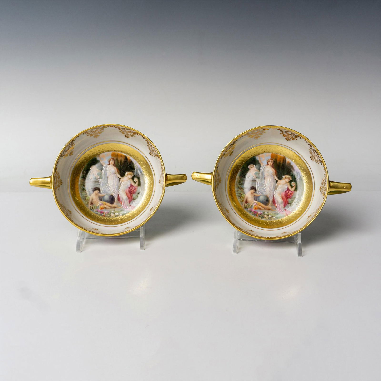 Pair of Karlsbad Czechoslovakia Porcelain Soup Bowls (1 of 3)