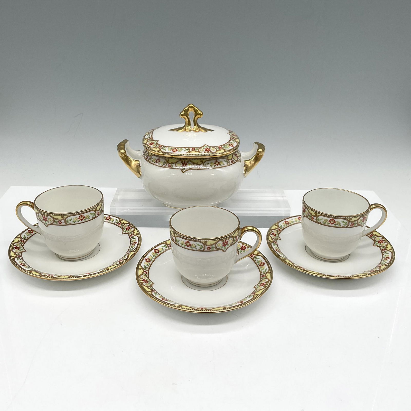 7pc Limoges Vignaud Porcelain, Demitasse Set + Sugar Bowl (1 of 3)