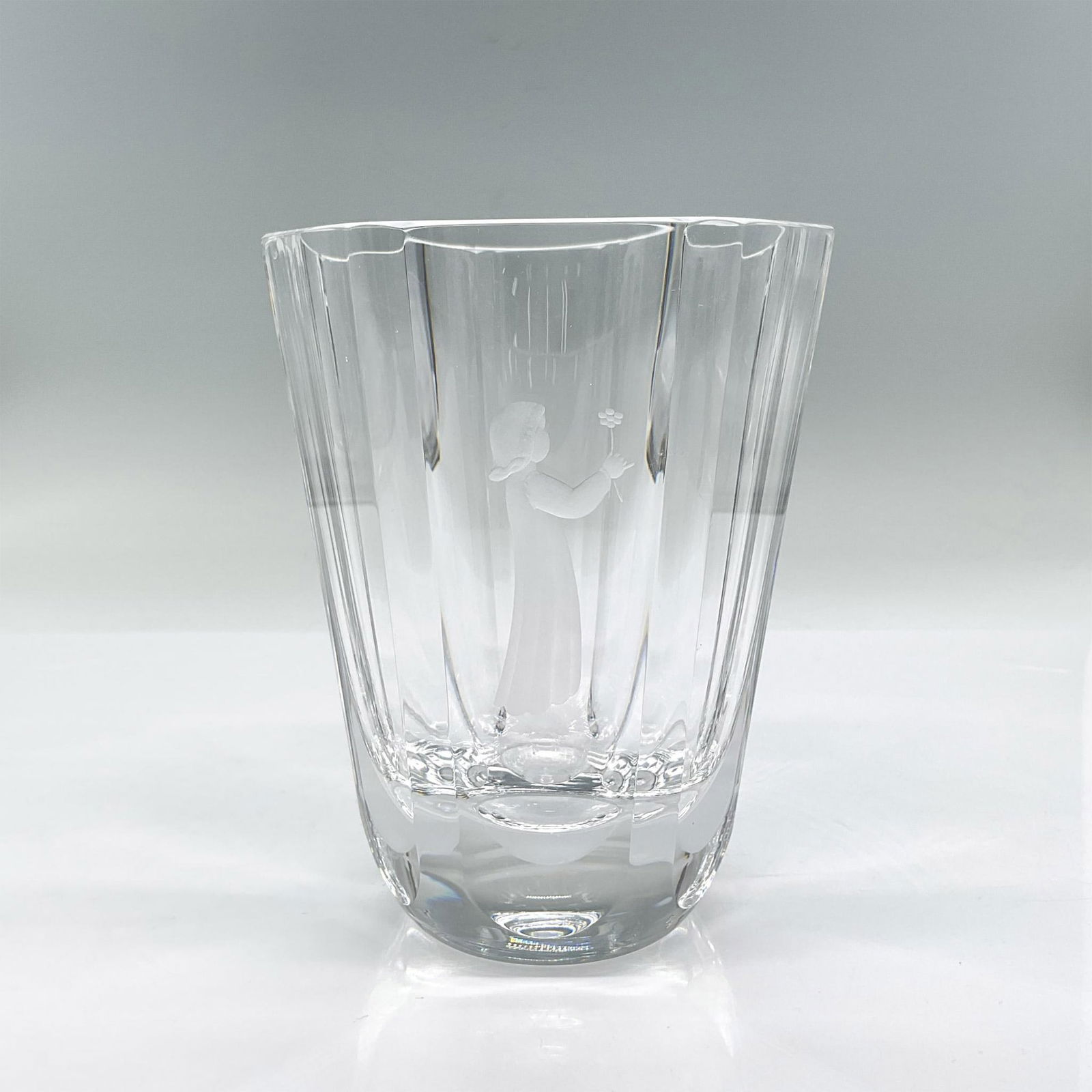 Orrefors Crystal Vase, Girl Holding Flower (1 of 3)