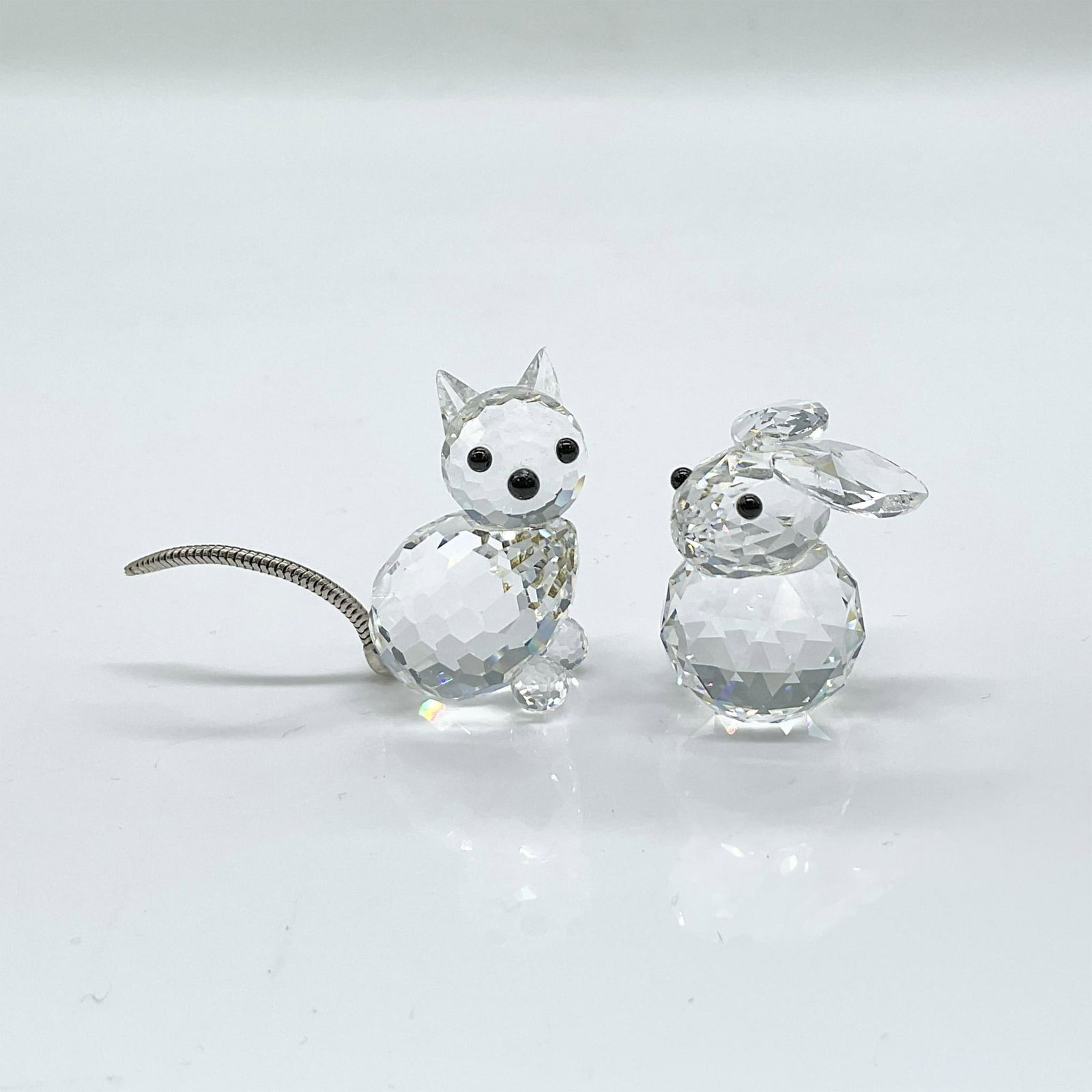 2pc Swarovski Crystal Figurines, Cat and Rabbit (1 of 3)