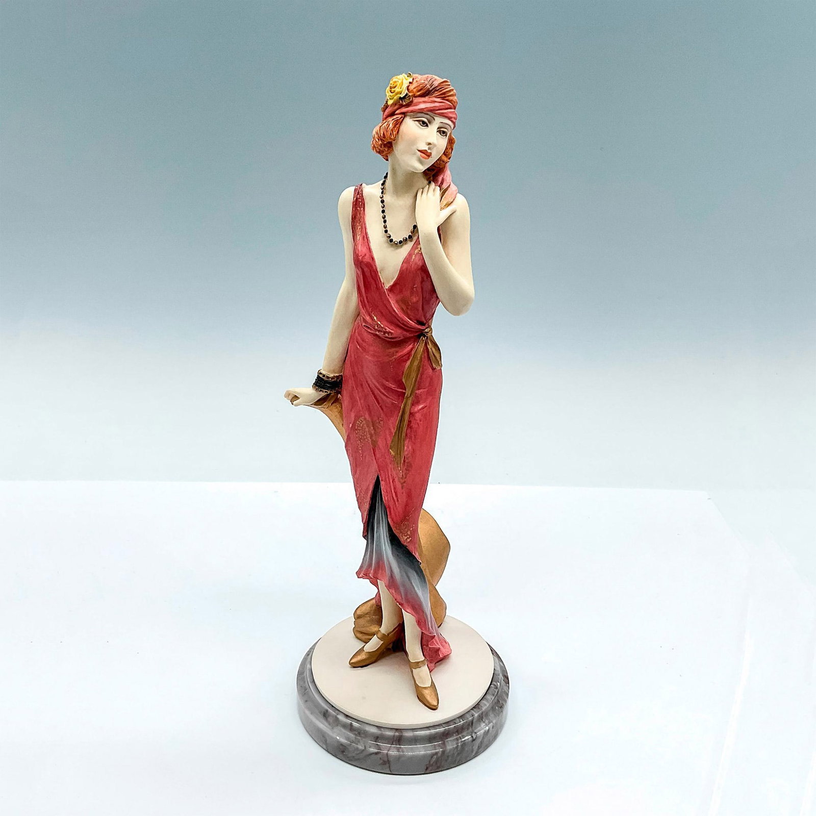 Stephanie (Sculpted) - CL3985 - Royal Doulton Figurine: Includes base which measures 0.75"H x 4" dia. Artist: Tim Potts Issued: 1997 - 2001 Dimensions: 10.5"H Manufacturer: Royal Doulton Country of Origin: England