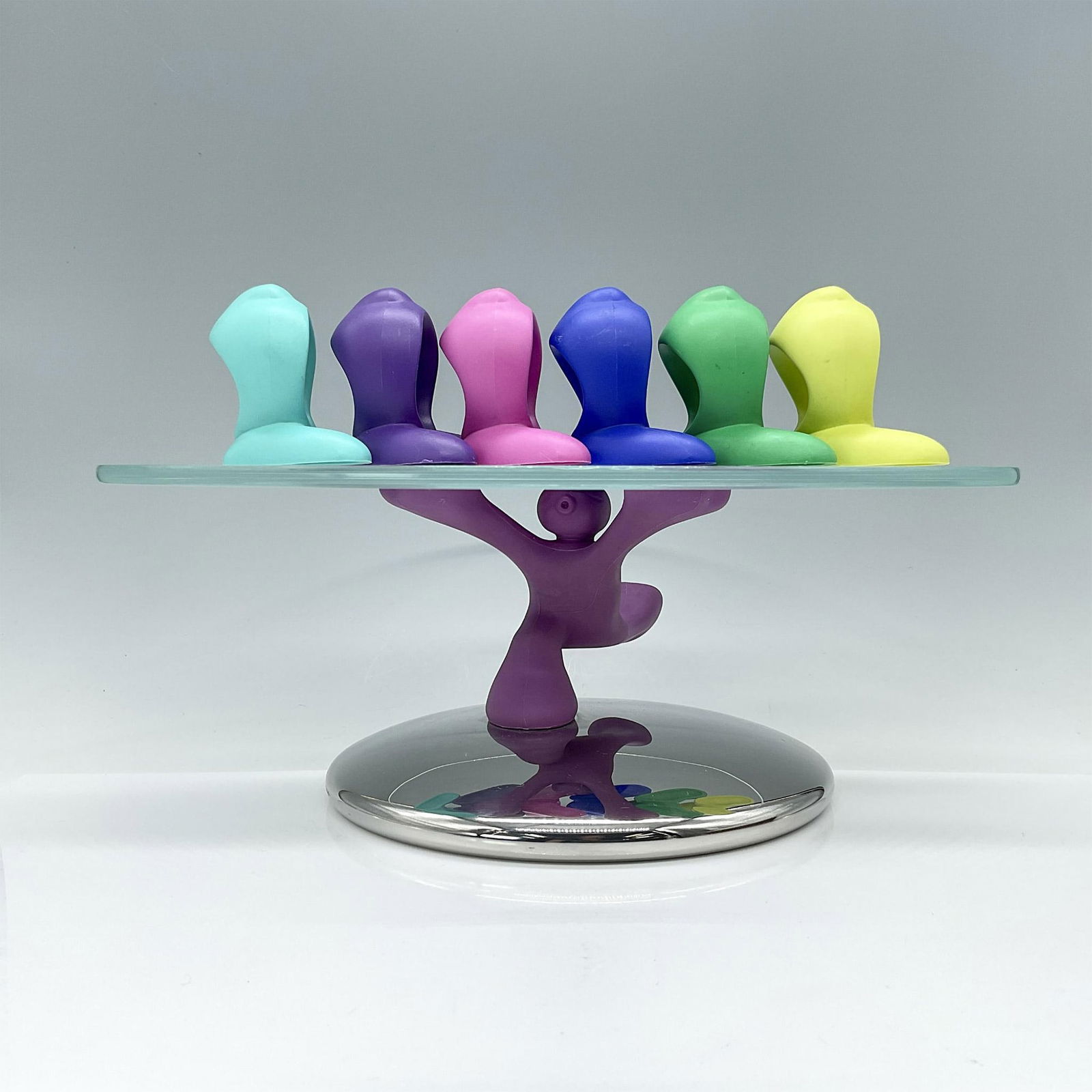 7pc Alessi Colorful Napkin Rings and Cake Stand (1 of 4)