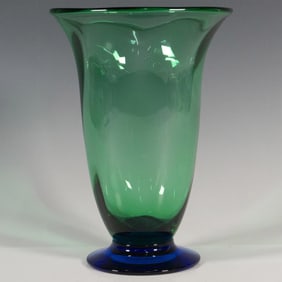 Orrefors by Erika Lagerbielke Glass Vase, Louise Blue Green
