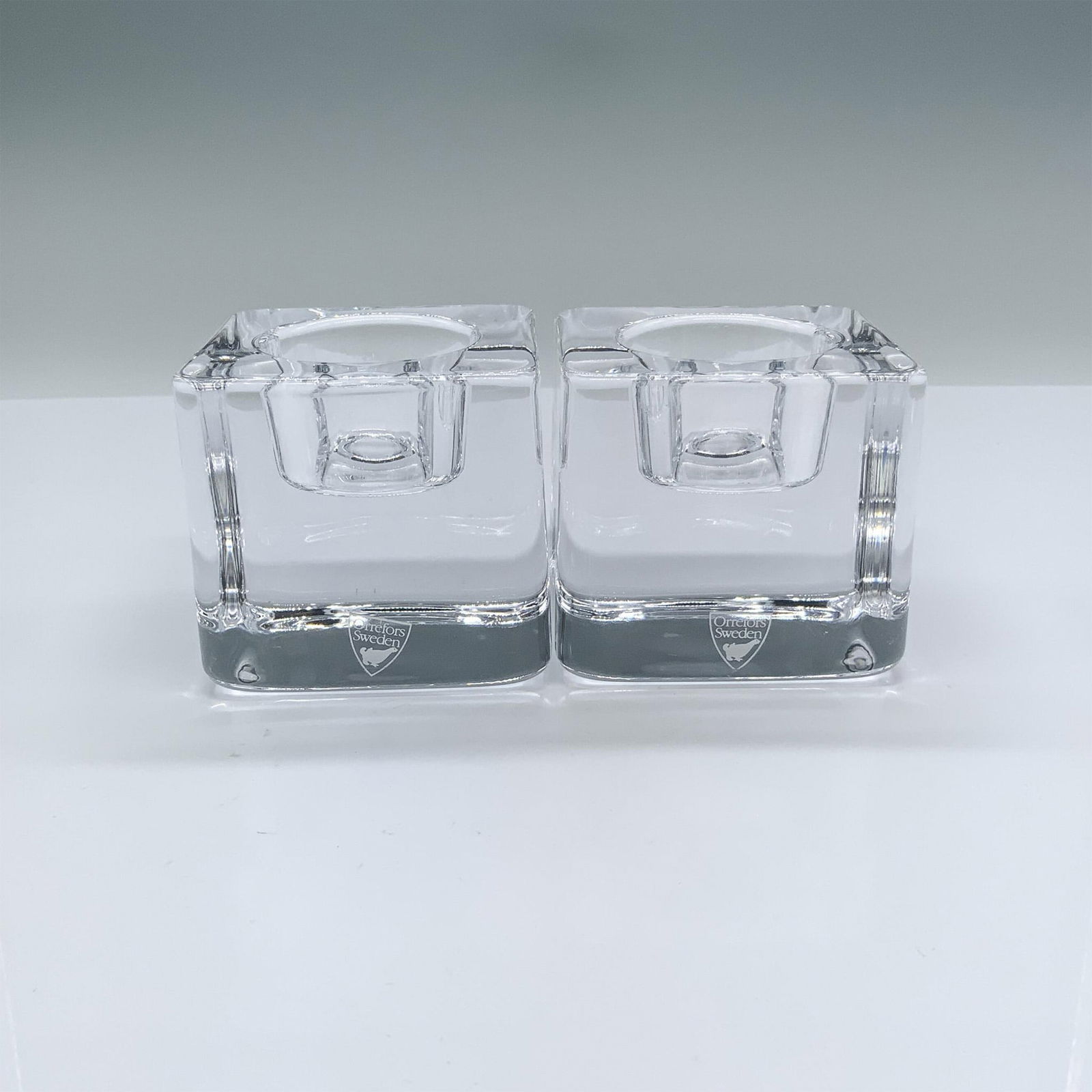 Pair of Orrefors Crystal Ice Cube Candle Holders (1 of 5)