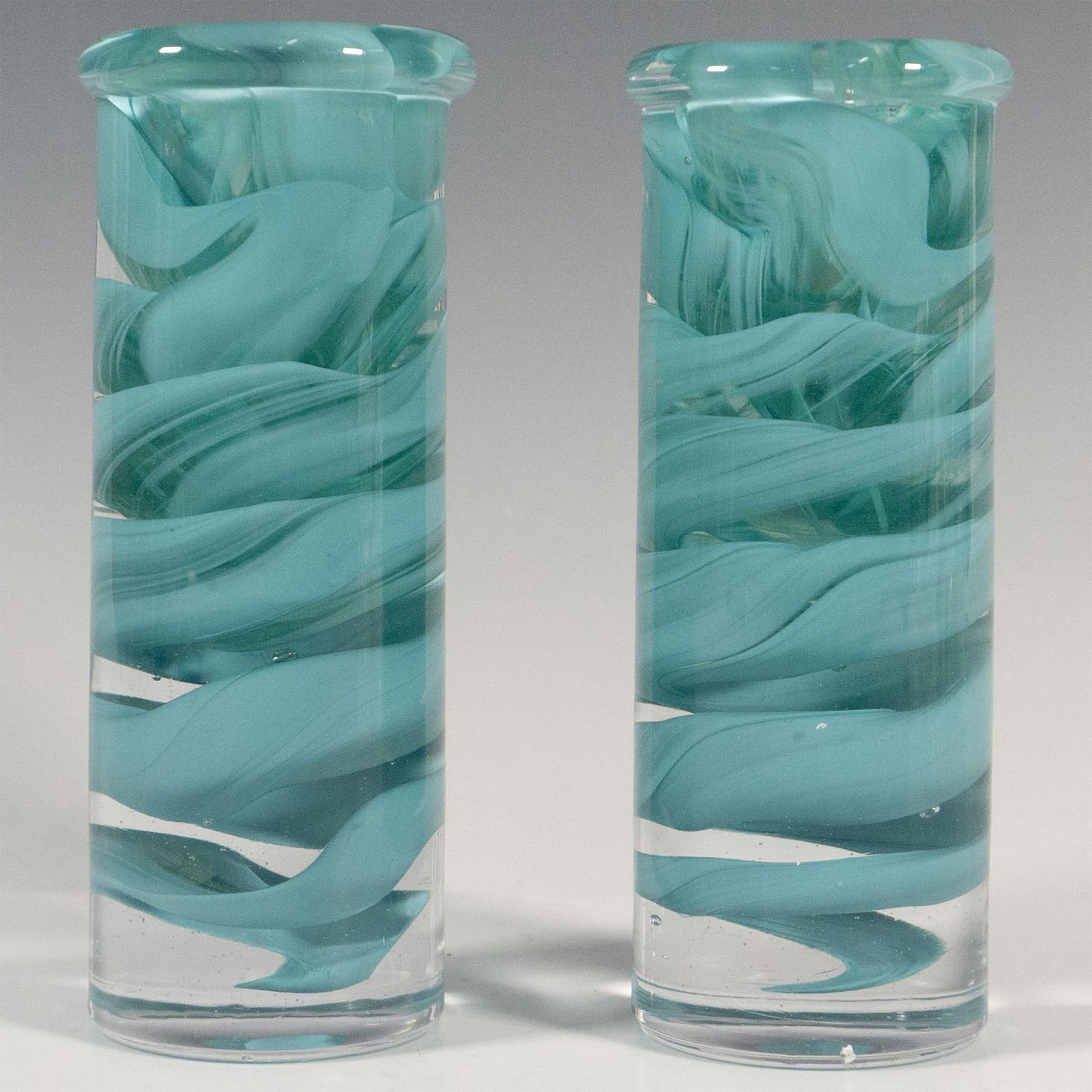 Pair of Kosta Boda by Anna Ehrner Glass Candle Holder, Atoll (1 of 4)