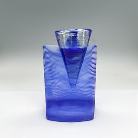 Kosta Boda Glass Candleholder, Ice Age Blue