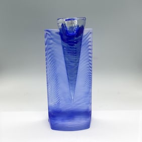Kosta Boda Glass Candleholder, Ice Age Blue