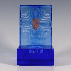 Kosta Boda by Bertil Vallien Blue Art Glass Candle Holder
