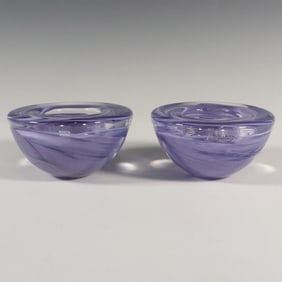 Pair of Kosta Boda by Anna Ehrner Candle Holders, Atoll