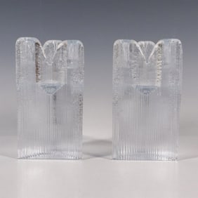 Pair of Kosta Boda by Ann Ehrner Candle Holders, Skyline
