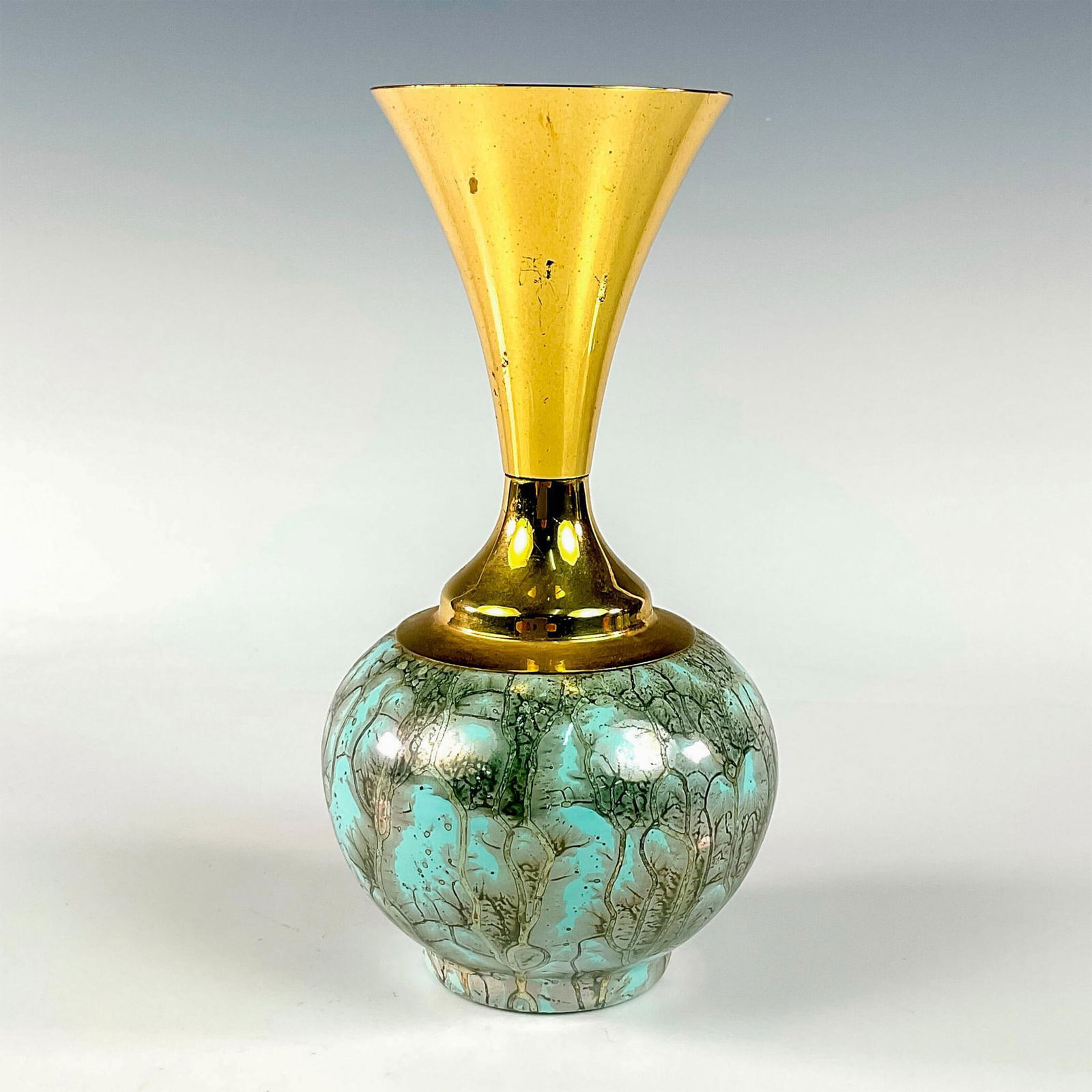 Mid-Century Modern Delft Marbled Glaze Vase (1 of 3)
