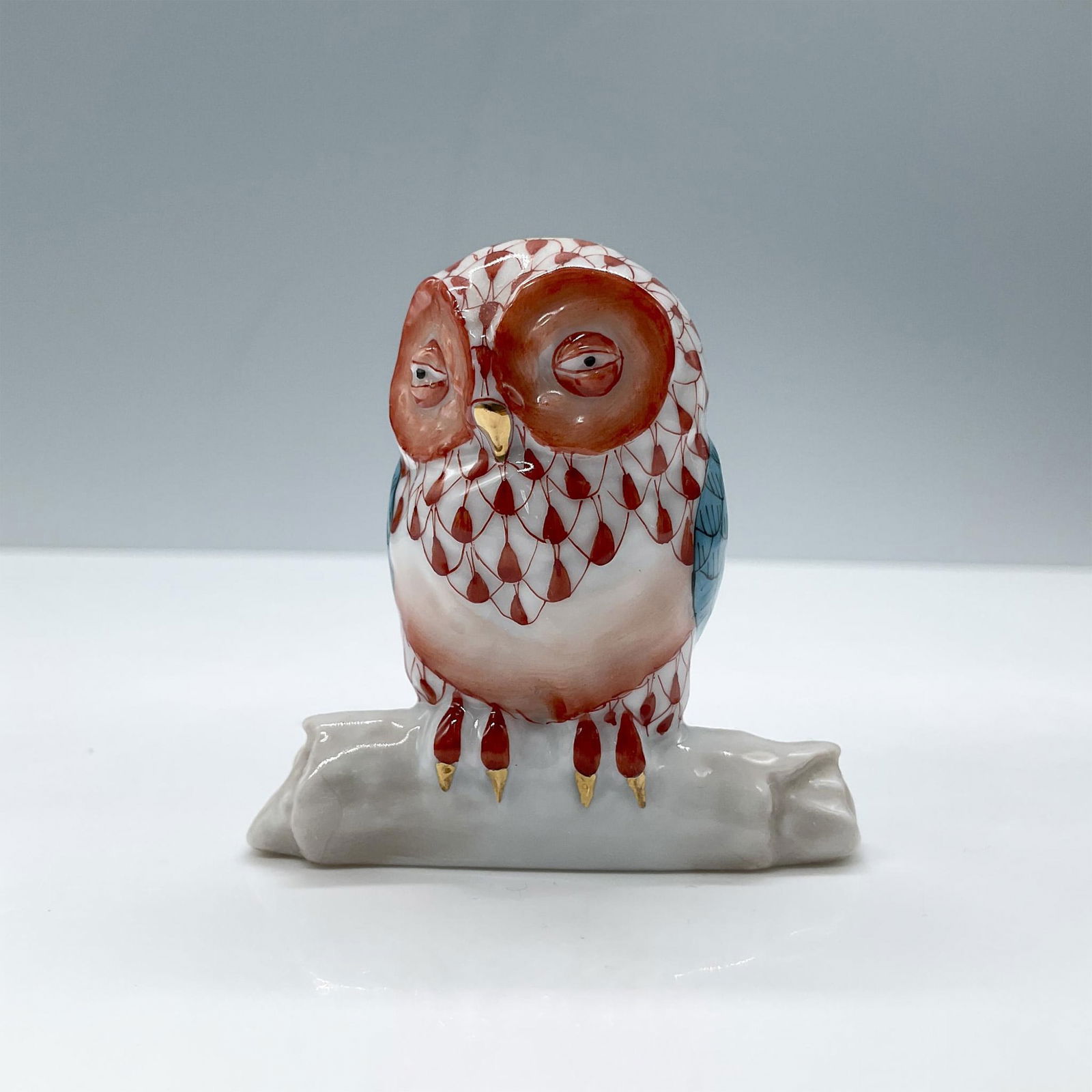 Herend Figurine, Owl on Branch 15616 SVH (1 of 3)