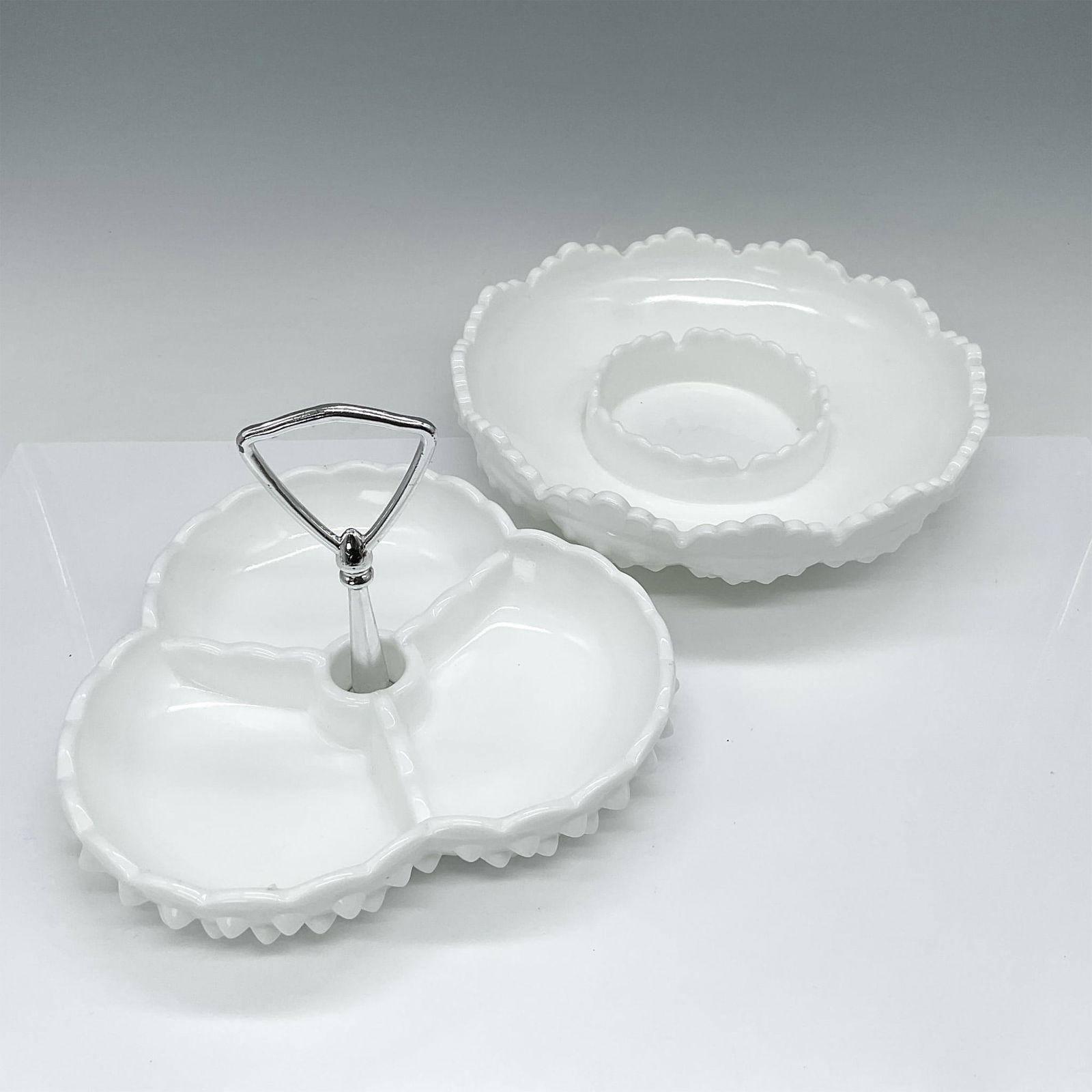 2pc Fenton Hobnail Milk Glass Serving Dishes (1 of 4)