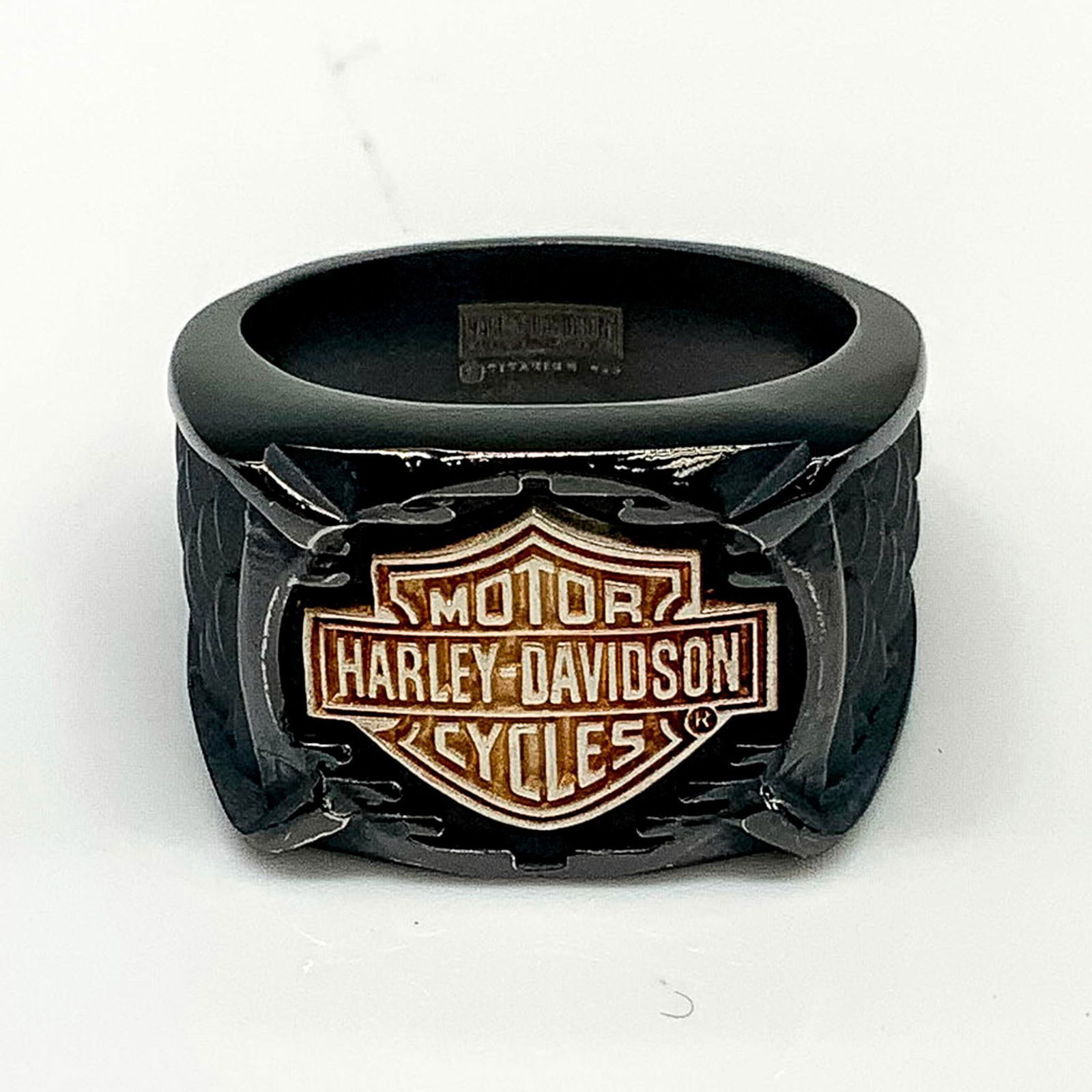 Harley Davidson Scaly Black Titanium & Sterling Biker Ring (1 of 3)