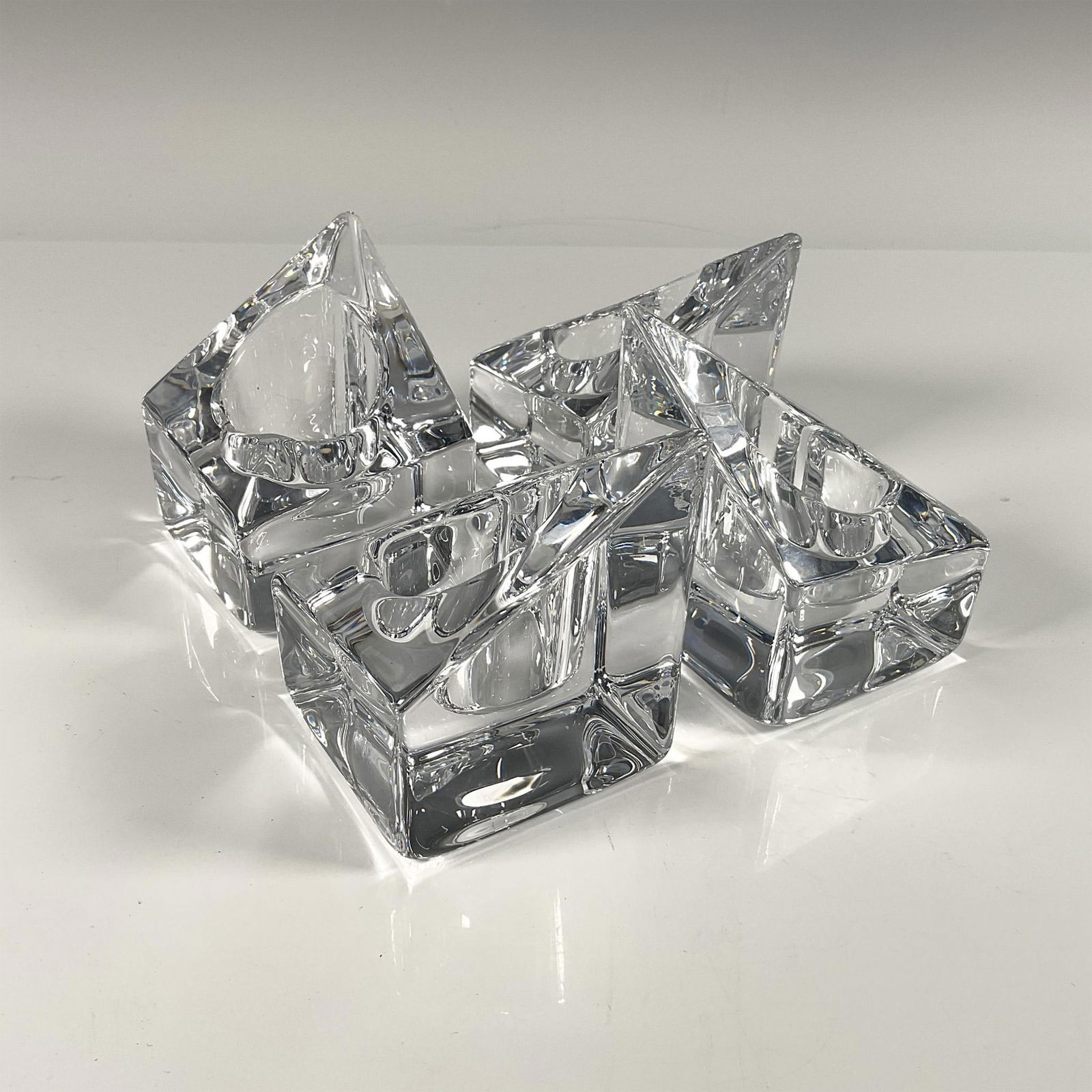 Set of 4 Orrefors Crystal Candleholders, Edgy Votive (1 of 3)