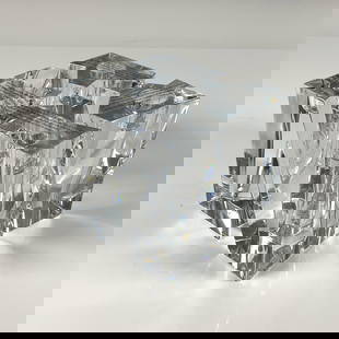 Set of 4 Orrefors Candleholders, Klone Square: Clear thick crystal set. Designed by Karim Rashid, features four identical free standing shapes cluster forming an square. Orrefors etched backstamp. Includes the original box sealed, never opened, di