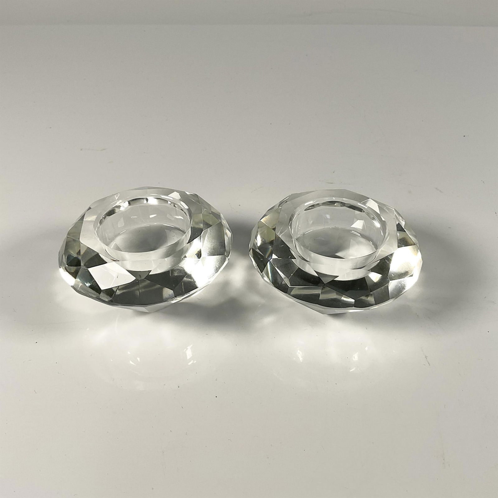 Pair of Diamond Cut Crystal Candleholders, Tealight Gem (1 of 3)