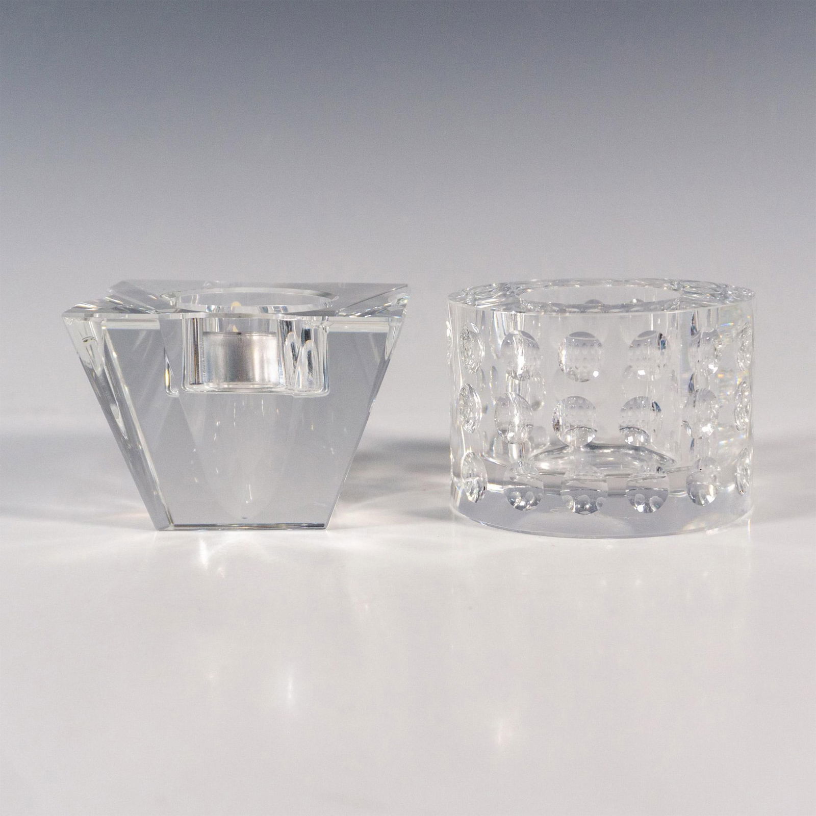 2pc Oleg Cassini Crystal Candle Holders, Bubble & Prism (1 of 4)