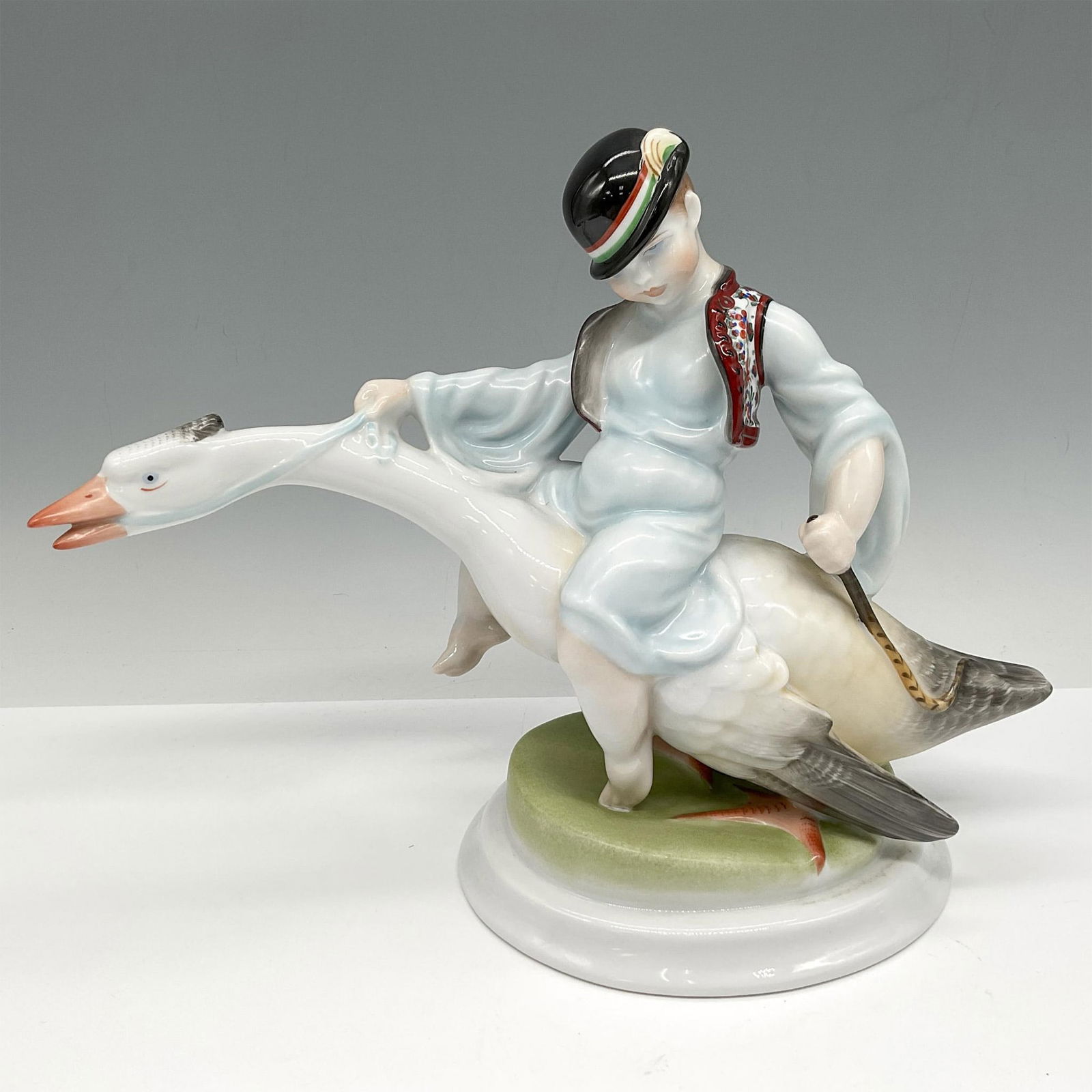 Herend Porcelain Figurine, Boy Riding Goose (1 of 3)
