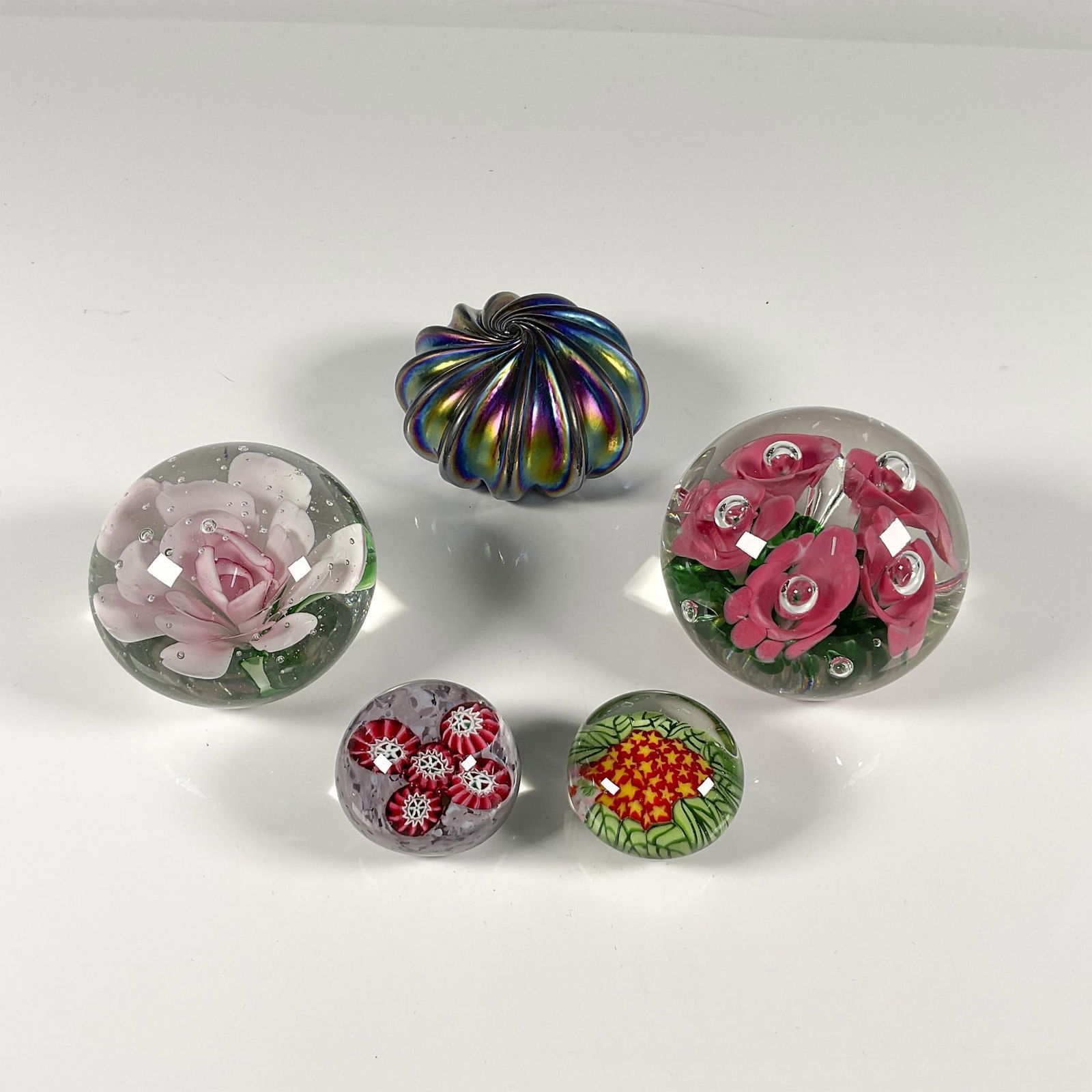5pc Glass Orb Paperweights by Murano, Levay, and Zimmerman (1 of 4)