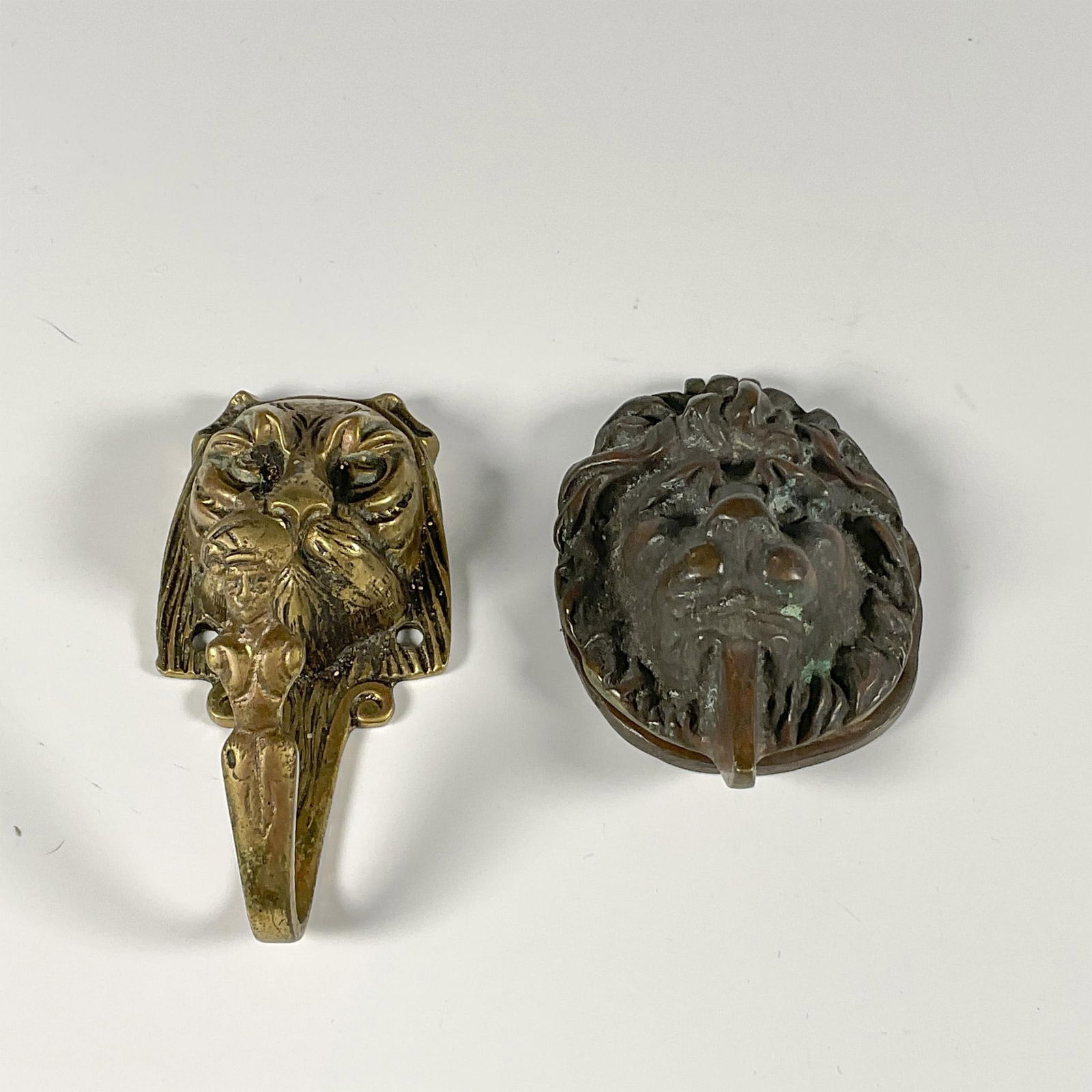 2pc English Brass and Bronze Lion Hook and Door Knocker (1 of 5)