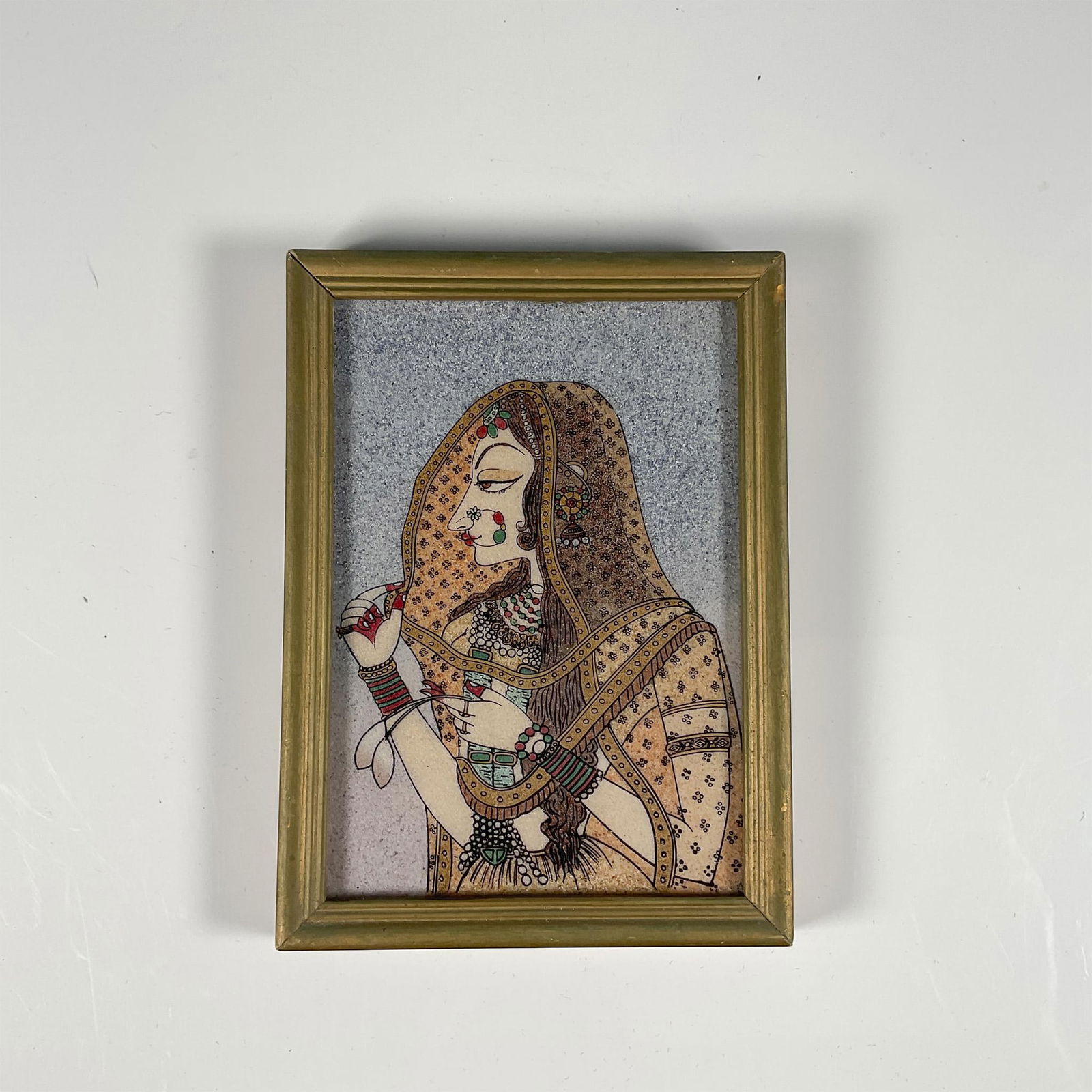 Indian Raghunathgarh Gemstone Painting Lady in Saree (1 of 2)