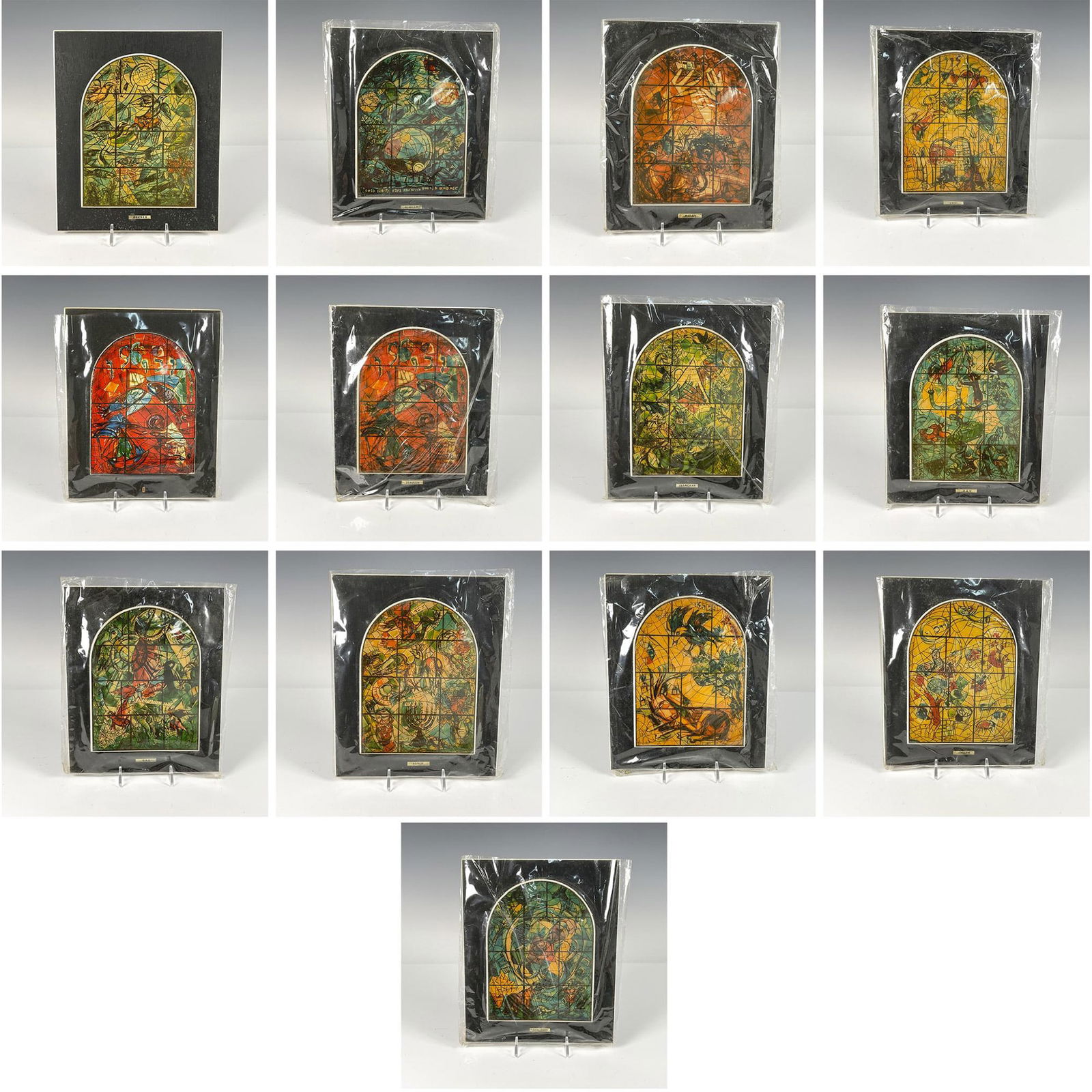 13pc After Marc Chagall by Avissar Wooden Plaques, The 12 Stained Glass Windows (1 of 20)