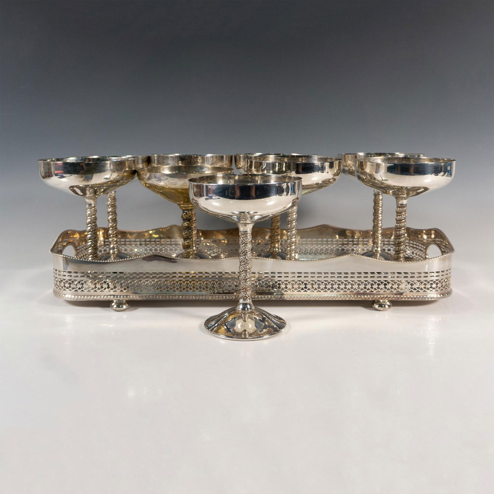 8pc Silver Plated European Cups & Tray Set (1 of 5)