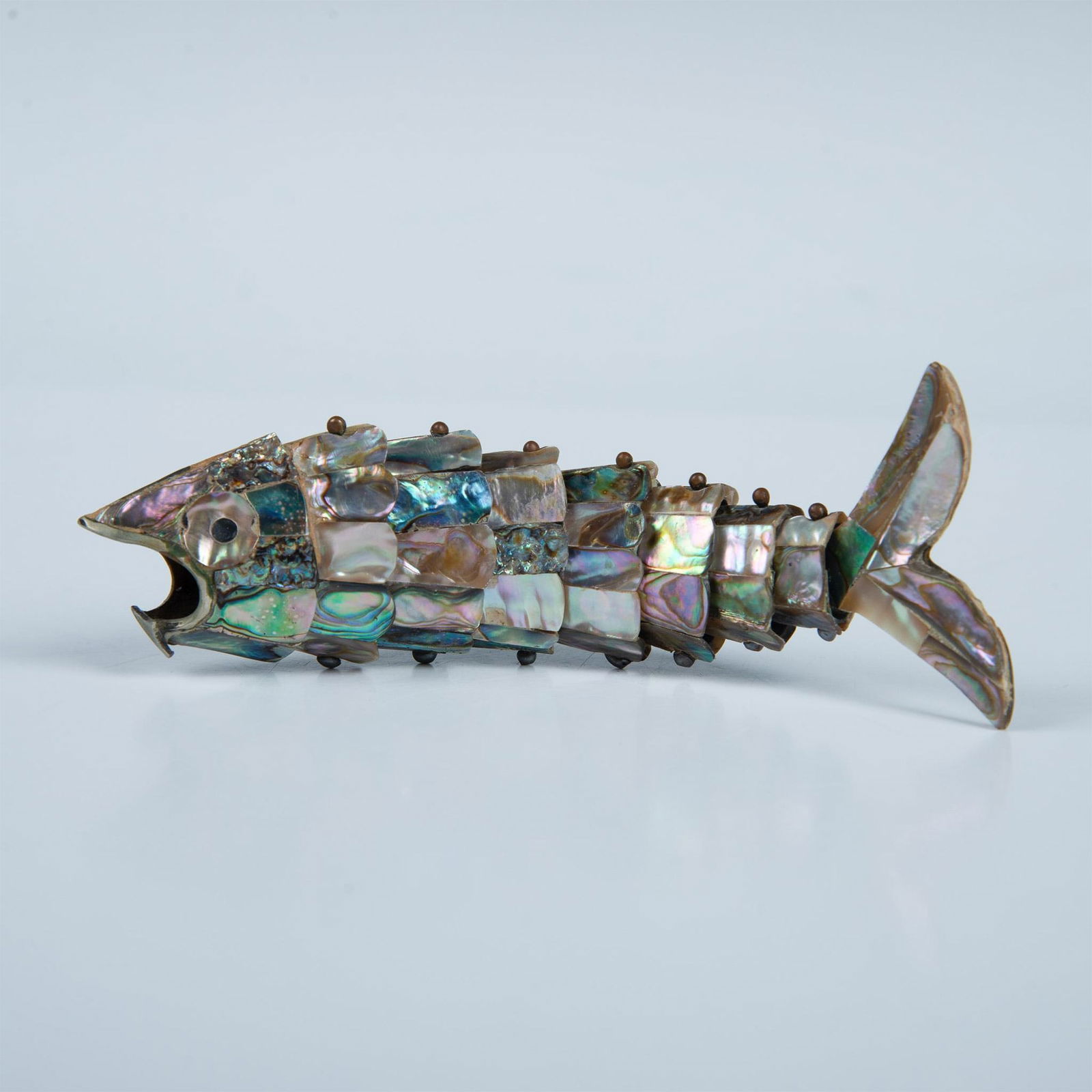 Vintage Abalone and Silver Articulated Fish Bottle Opener (1 of 4)