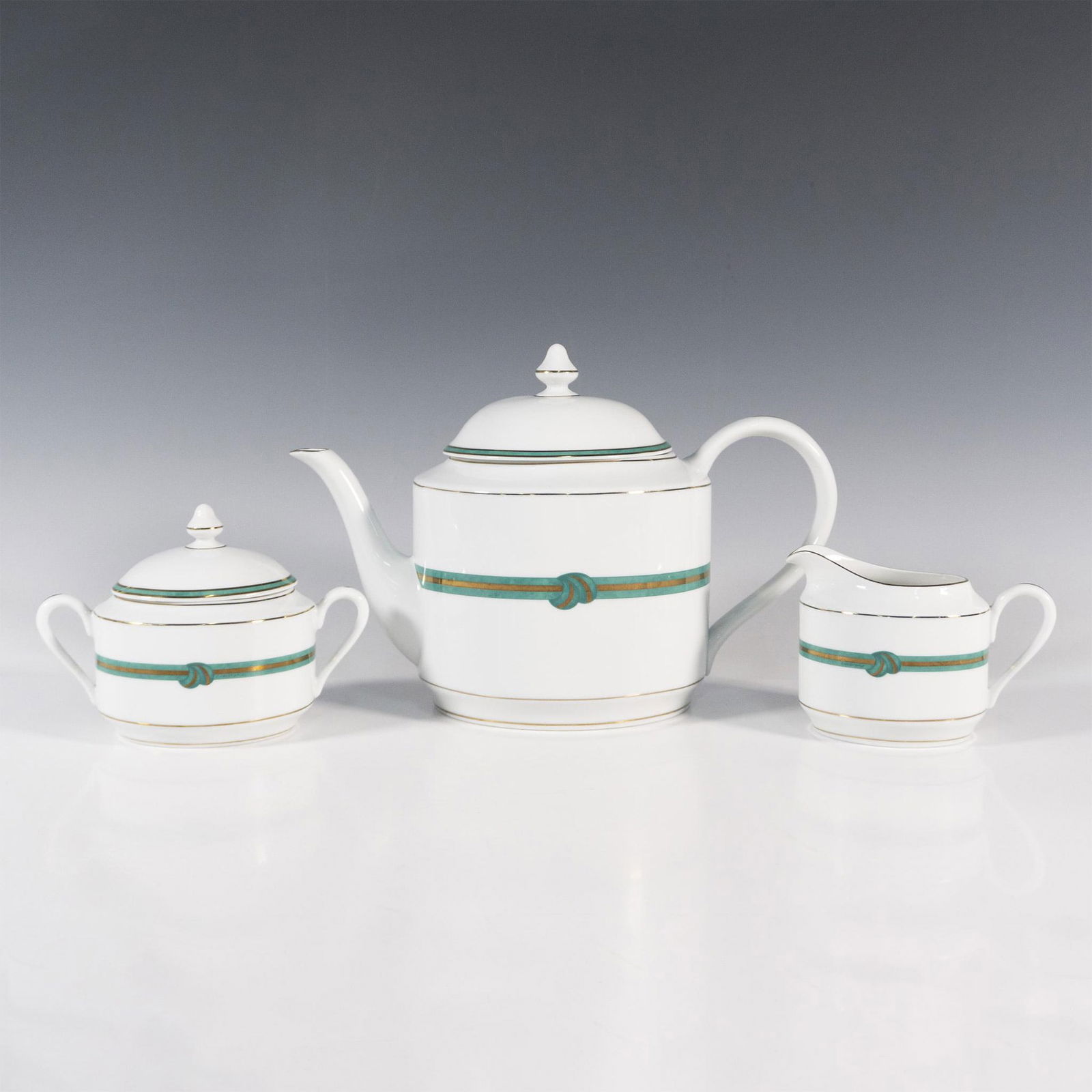 3pc Christofle Porcelaine Rubanea Vert Partial Tea Service (1 of 4)