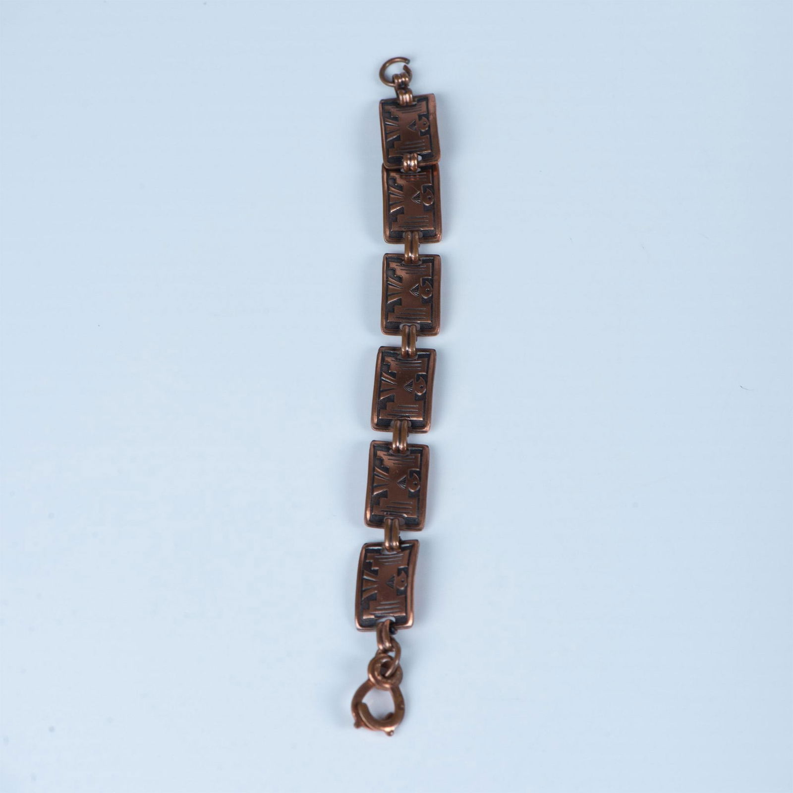 Fred Harvey Era Pure Copper Tribal Thunderbird Link Bracelet (1 of 4)