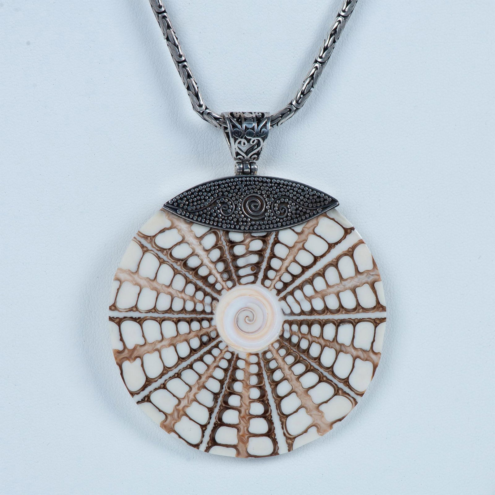 Bold Sterling Silver & Cone Shell Pendant Necklace (1 of 4)