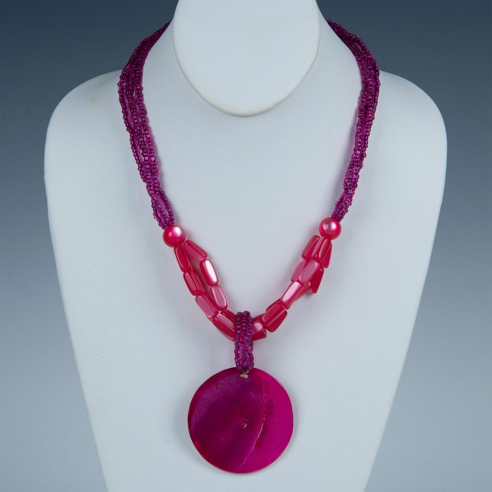 Fabulous Multi-Strand Pink Bead and Shell Medallion Necklace (1 of 3)