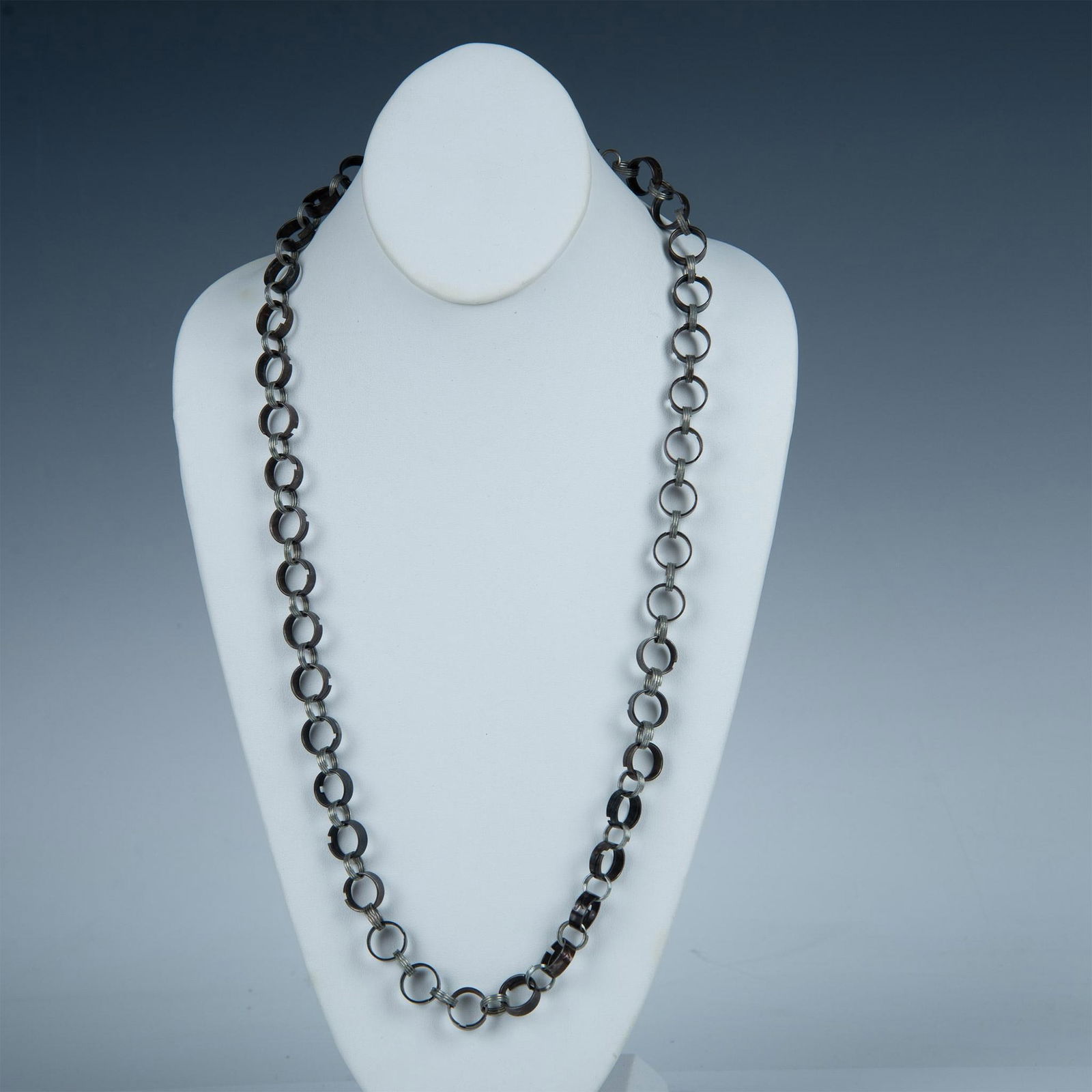 Industrial Chainmail Inspired Silver Metal Ring Necklace (1 of 4)