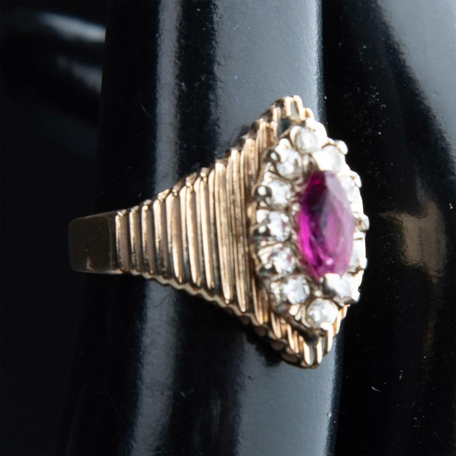 Pretty 14K Gold Plated Ruby & Diamond Ring (1 of 5)