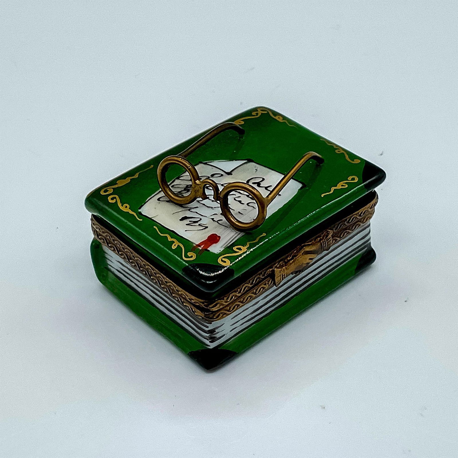 Limoges Geary Porcelain Leather-Bound Book Box (1 of 3)