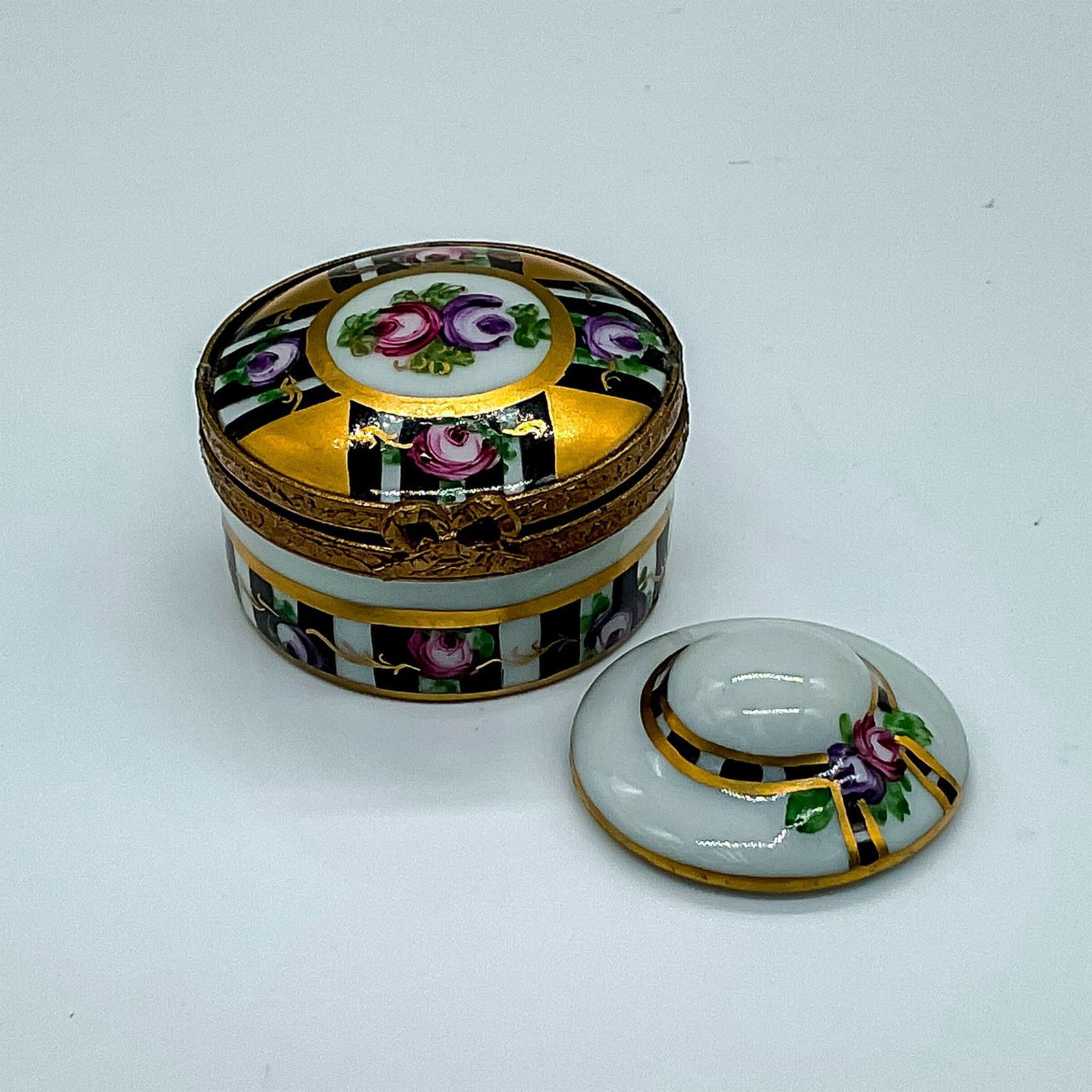 Limoges JD Porcelain Gilt Floral Hat Box (1 of 3)