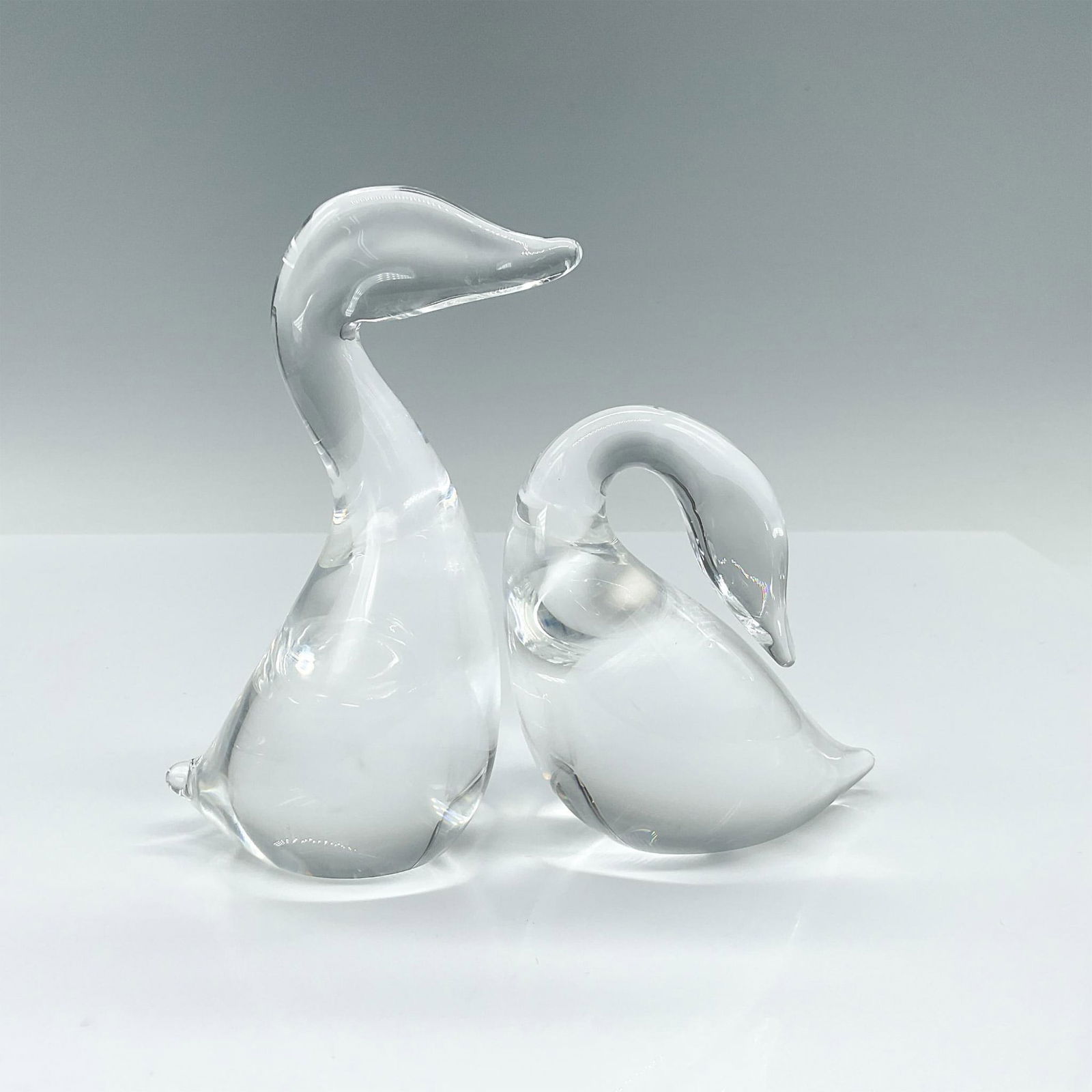 Pair of Steuben Crystal Figurines, Goose and Gander Set (1 of 3)