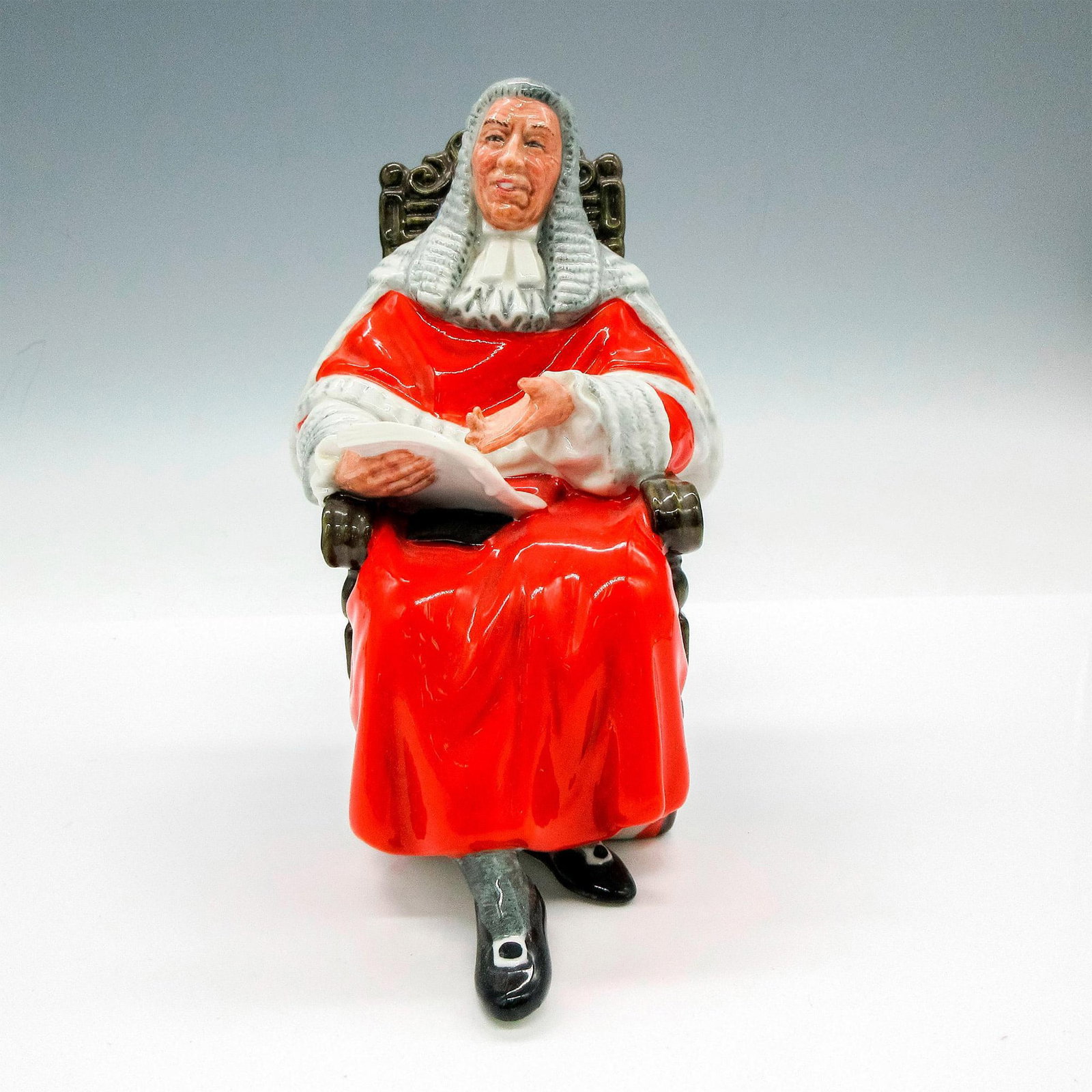 Judge HN2443A (Gloss) - Royal Doulton Figurine: Glossy finish. Royal Doulton backstamp. Artist: Mary Nicoll Issued: 1976 - 1992 Dimensions: 6.5"H Manufacturer: Royal Doulton Country of Origin: England