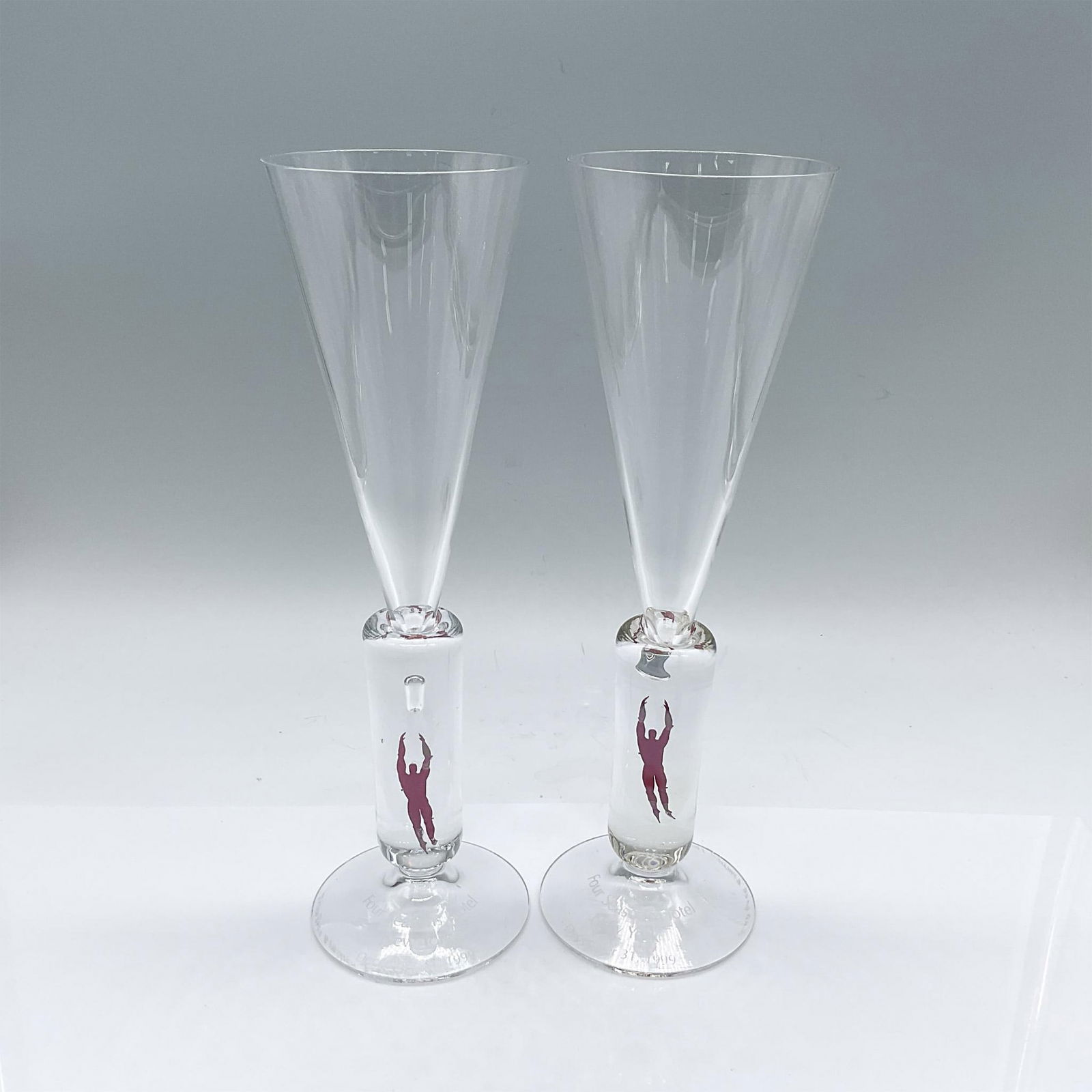 Pair of Kosta Boda Champagne Glasses, MM Millennium (1 of 5)