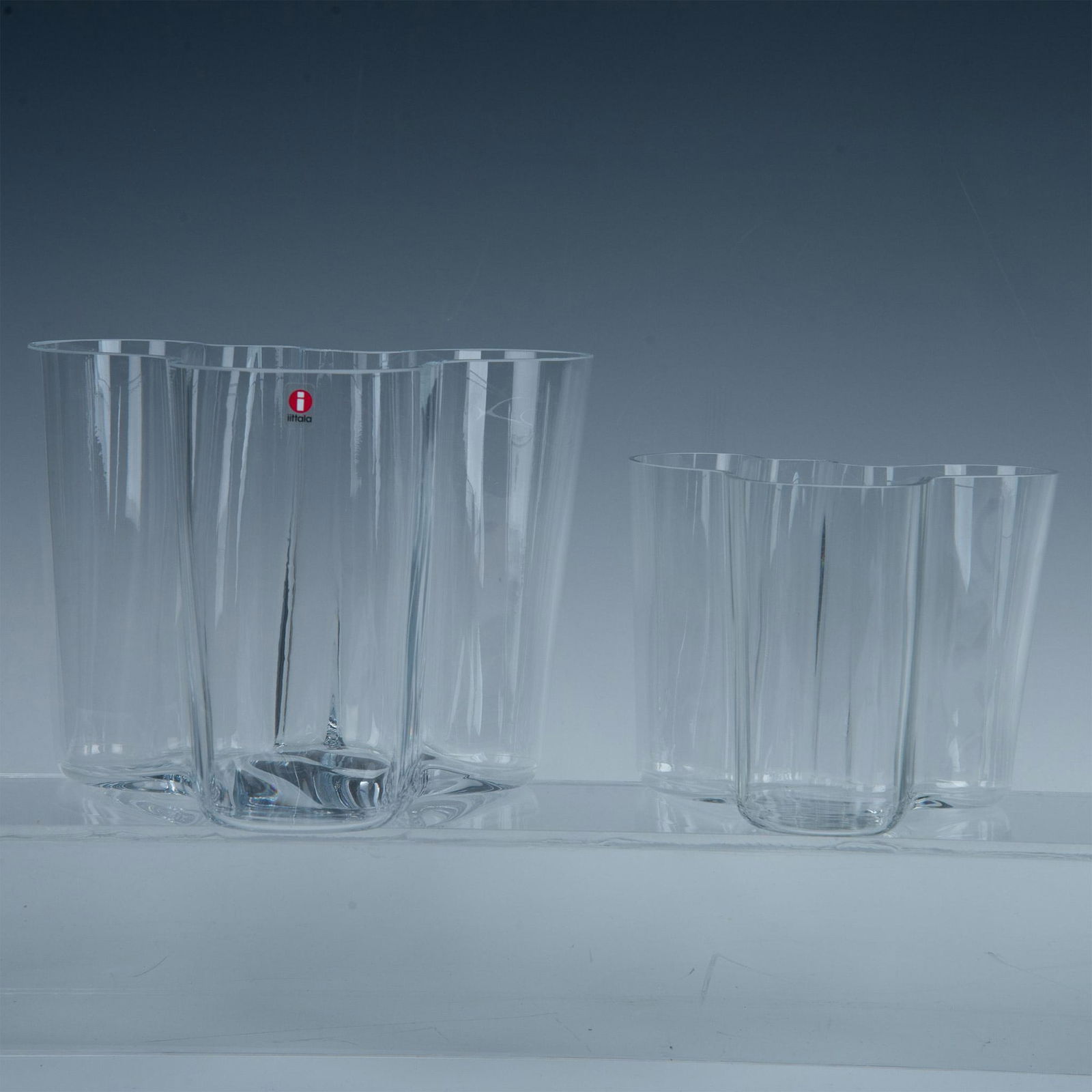 2pc Iittala Clear Glass Vases, Alvar Aalto Collection (1 of 5)